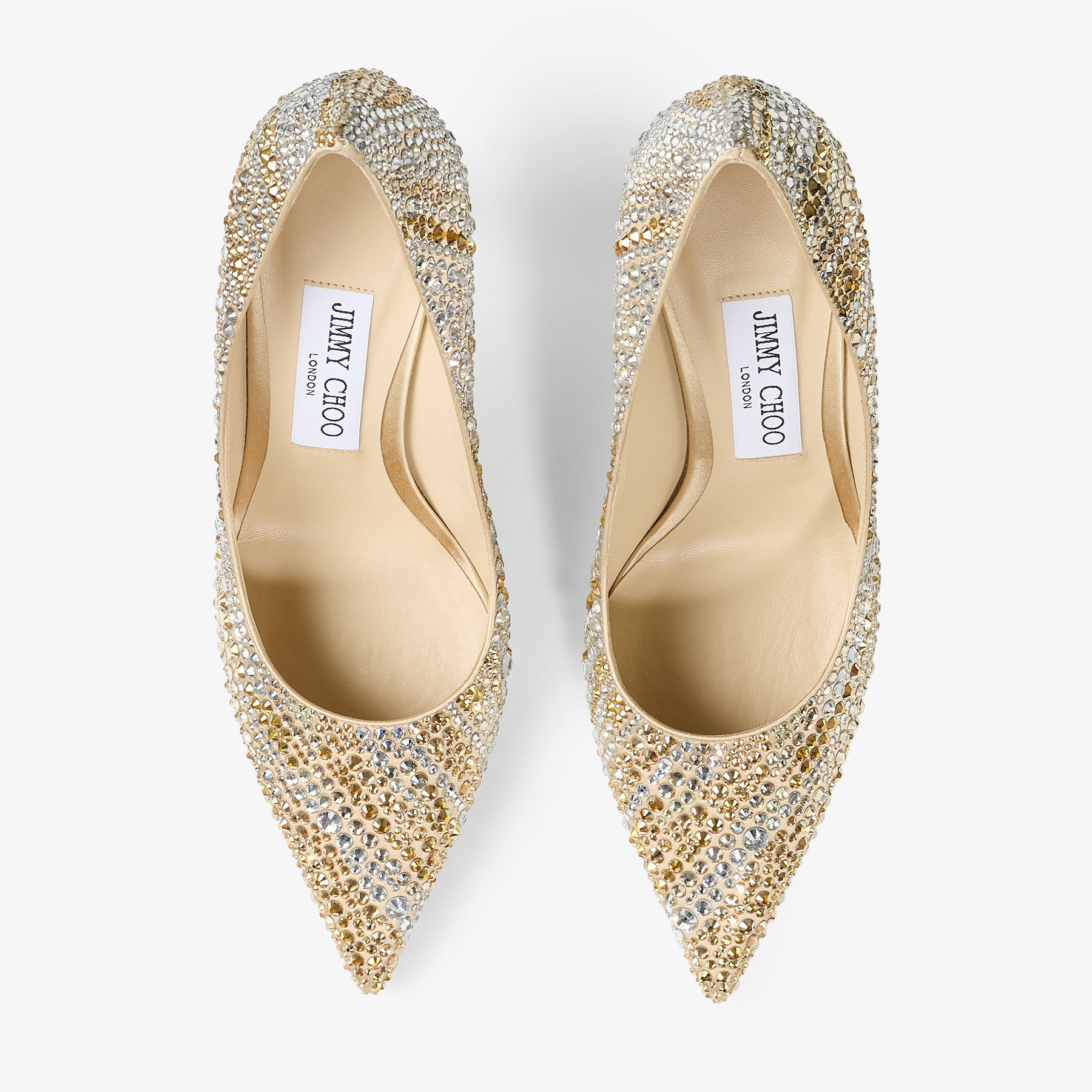 Love 85 | Gold Mix Satin Crystal Pumps | JIMMY CHOO