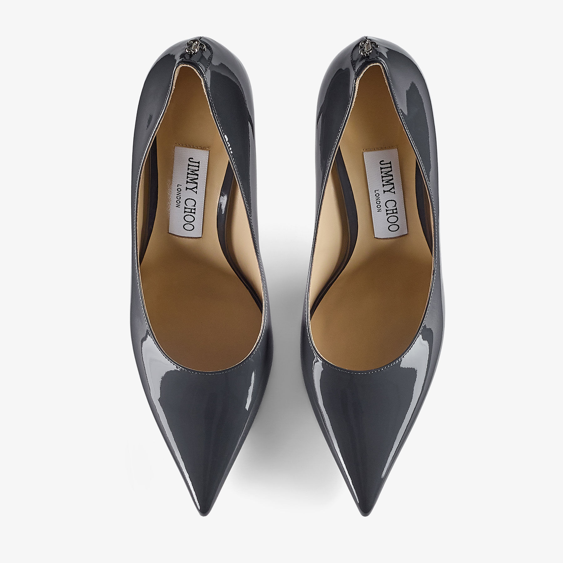 Love 85 | Graphite Patent Leather Pumps with JC Button | JIMMY CHOO