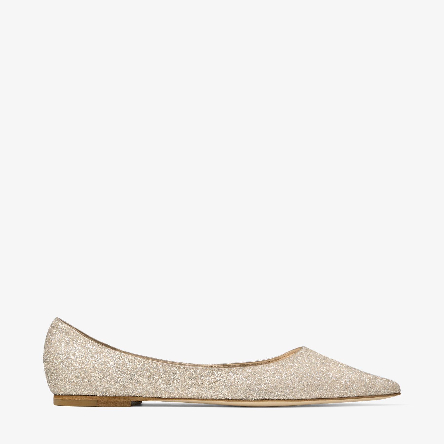 Love Flat Light Soft Gold Caviar Glitter Fabric Pumps JIMMY CHOO