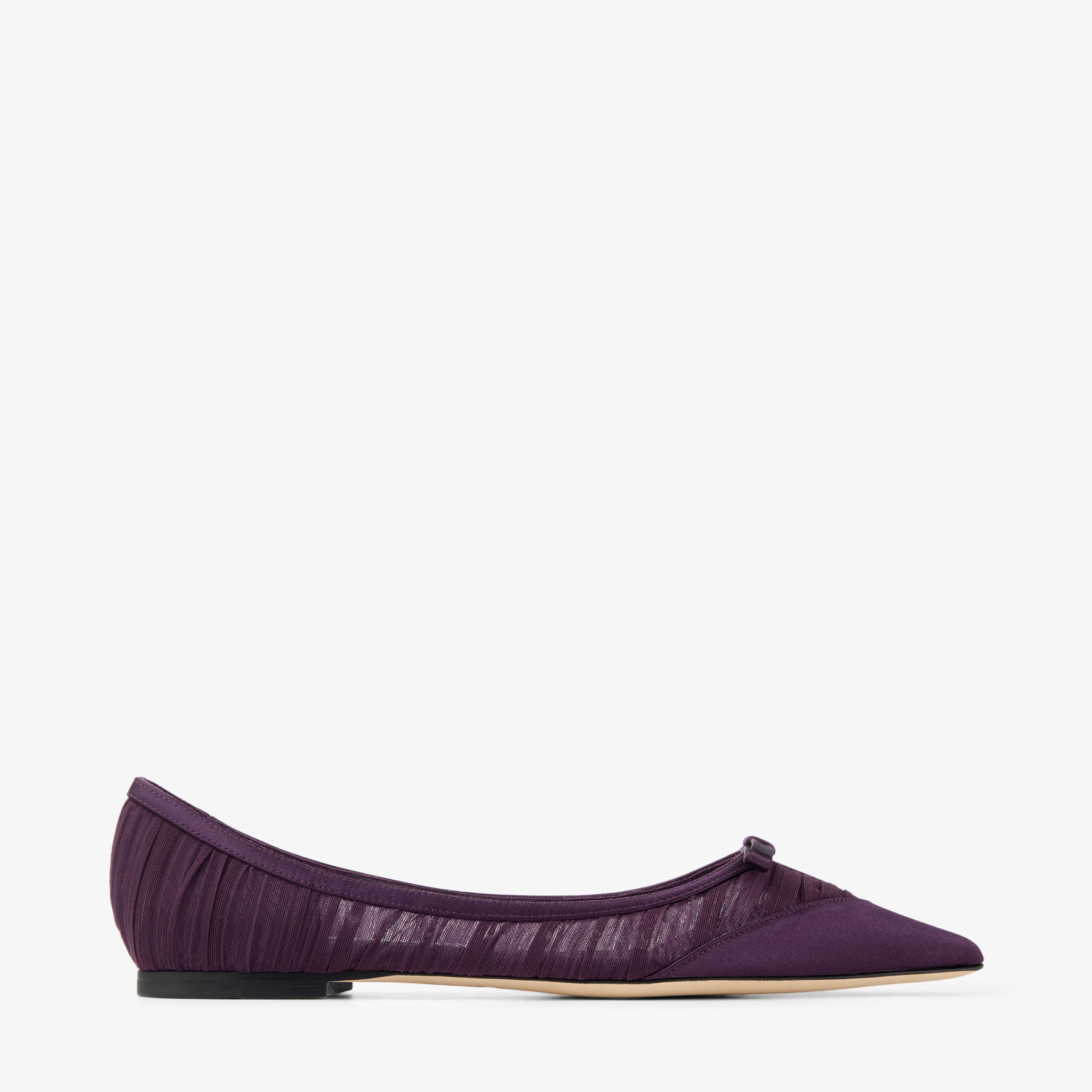 Love Mesh Flat | Winter Bloom Satin and Ruched Tulle Pumps | JIMMY