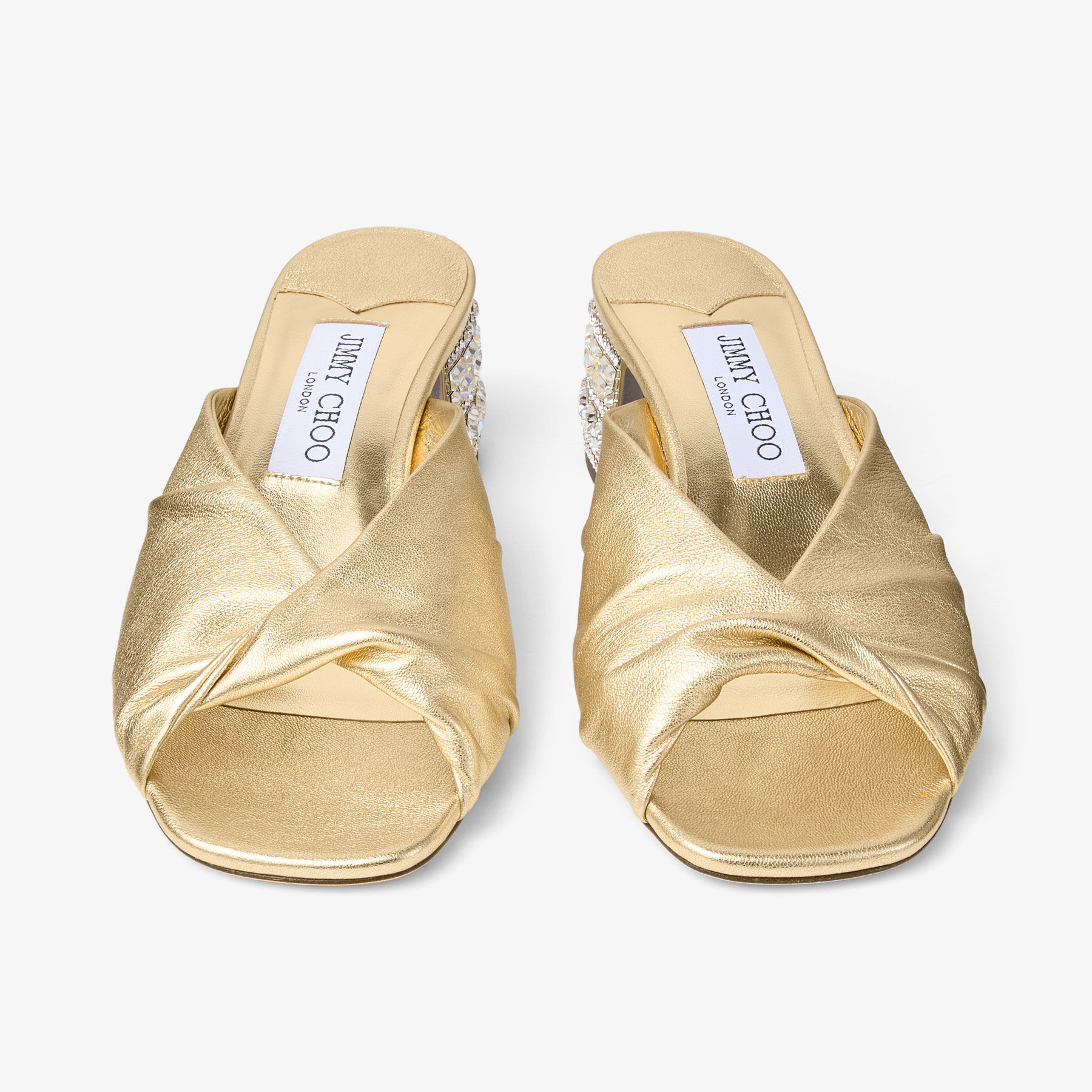 Mala 45 | Gold Metallic Nappa Mule Sandals with Crystal