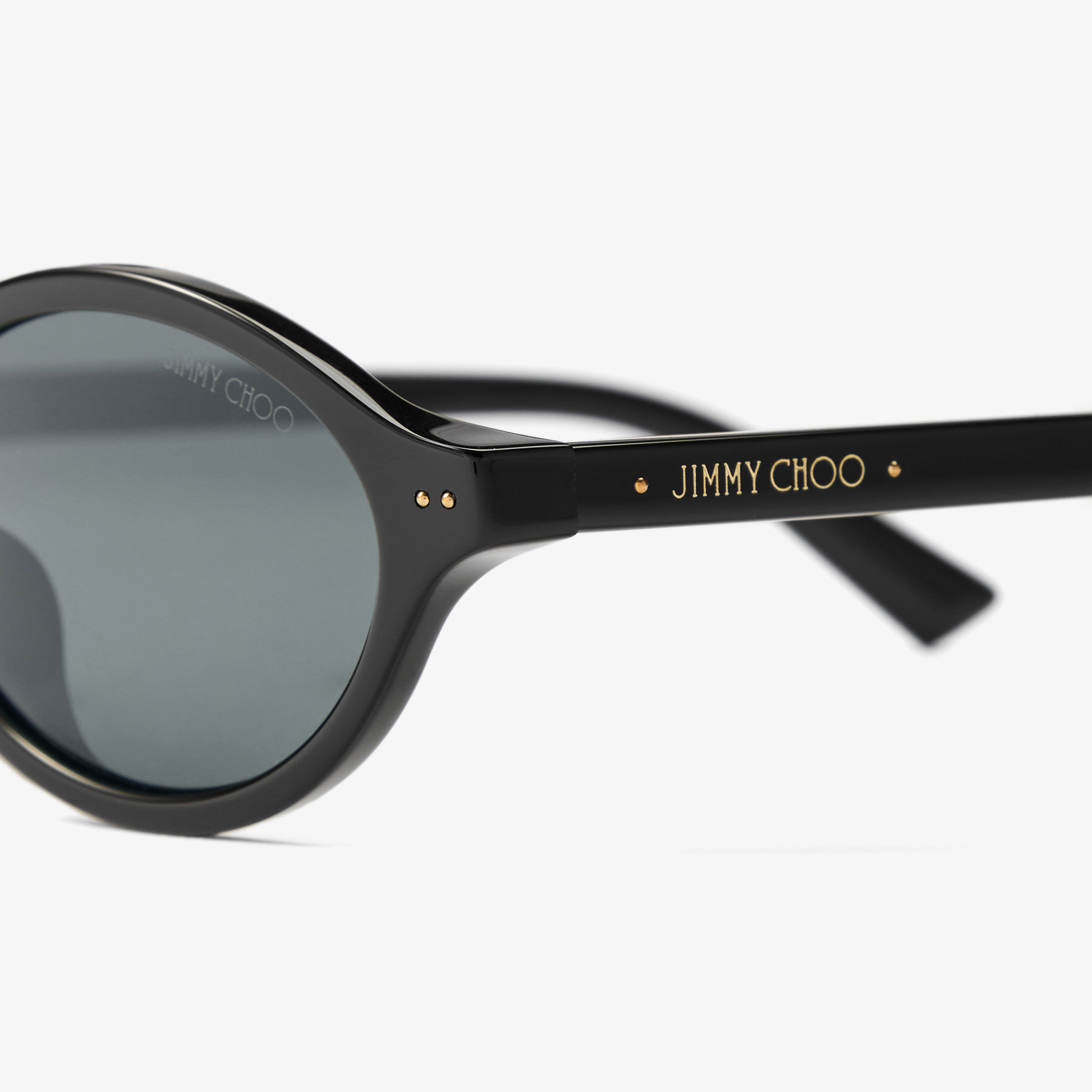 Marais | Black and Grey Oval Acetate Sunglasses | JIMMY CHOO