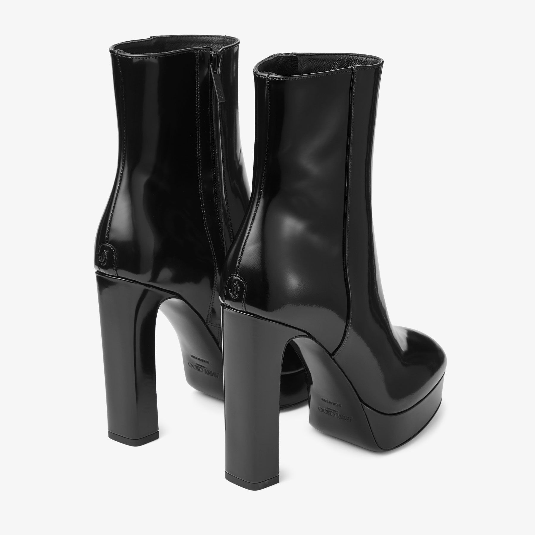 Marene Ankle Boot 120 | Black Polished Calf Leather Ankle Boots