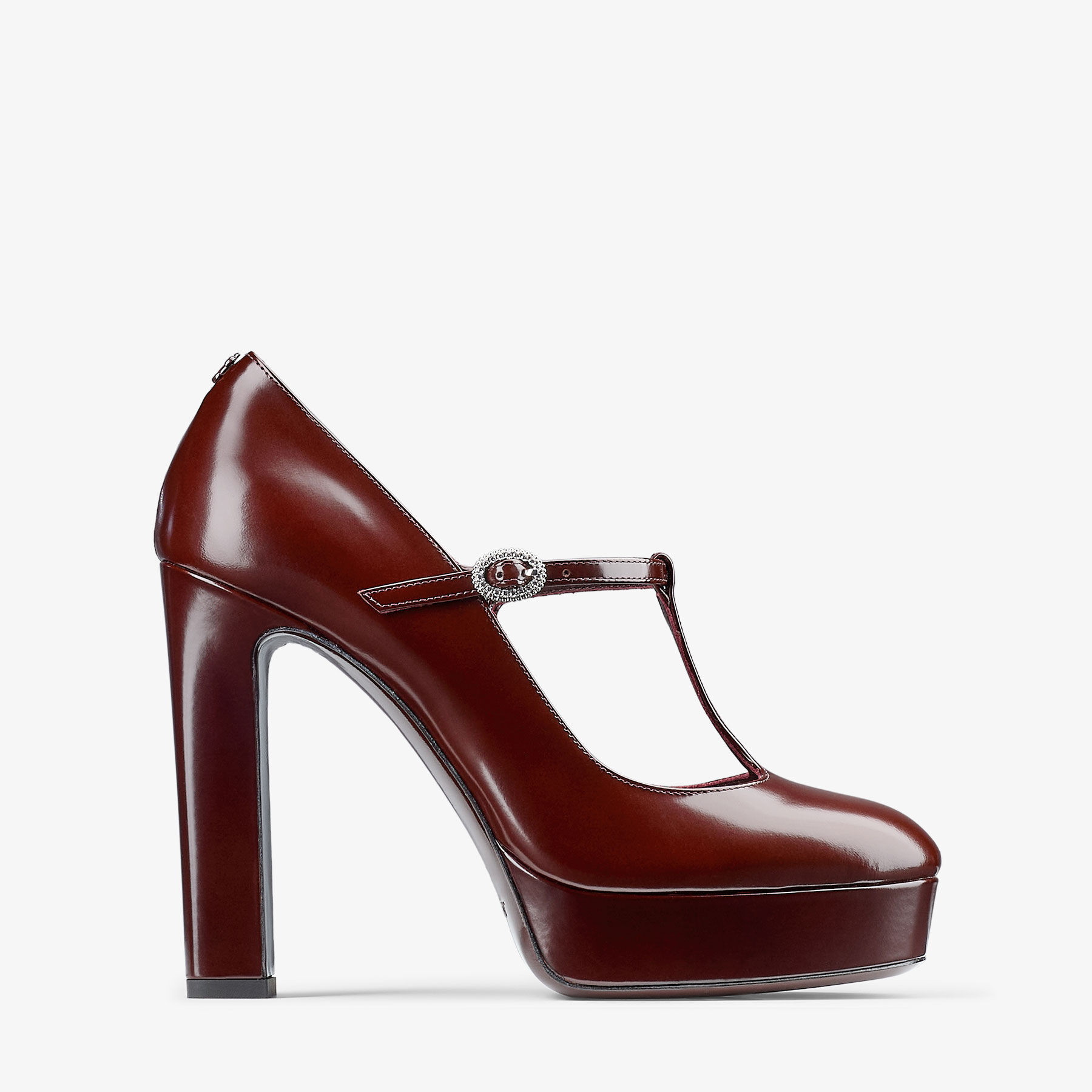 Marene Mary Jane 120 | Dark Chestnut Polished Calf Leather Pumps