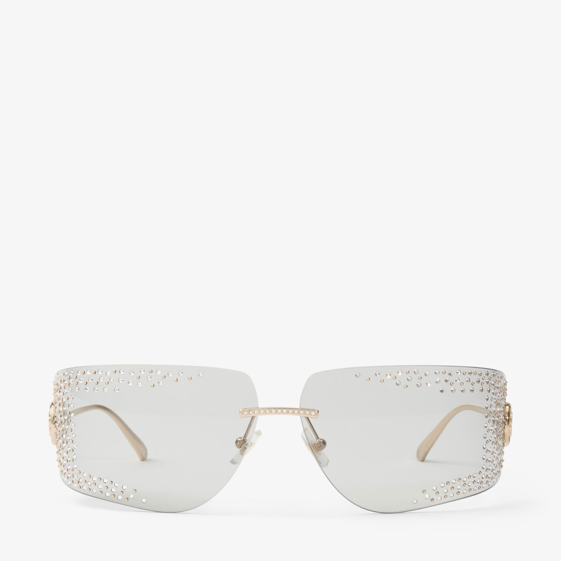Margaret | Pale Gold Rectangular Sunglasses with Crystals  display picture 3