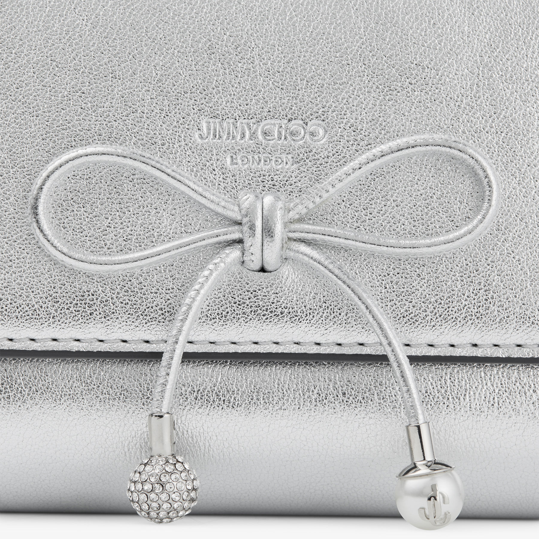 Marinda | Silver Metallic Nappa Compact Wallet | JIMMY CHOO
