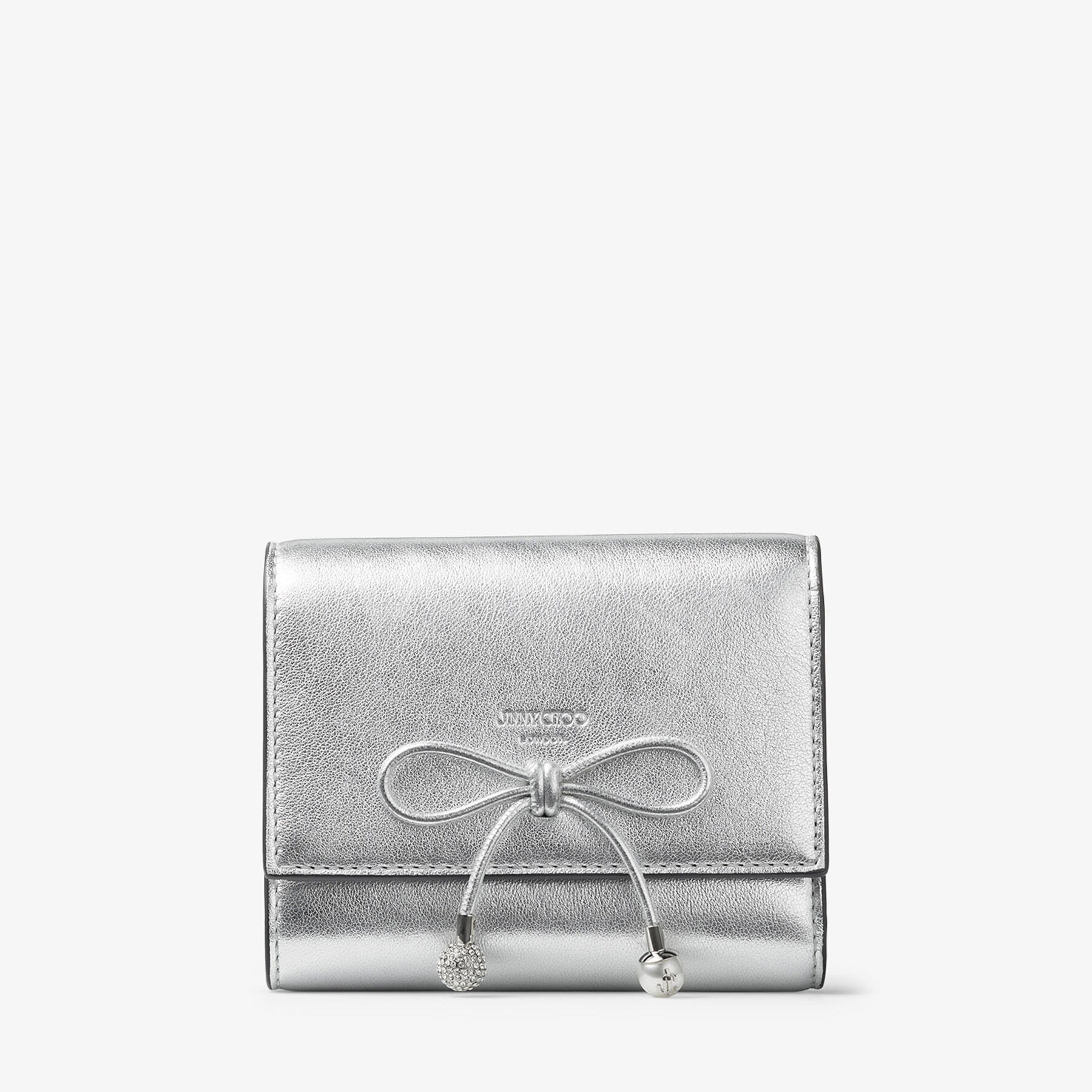 Marinda | Silver Metallic Nappa Compact Wallet | JIMMY CHOO