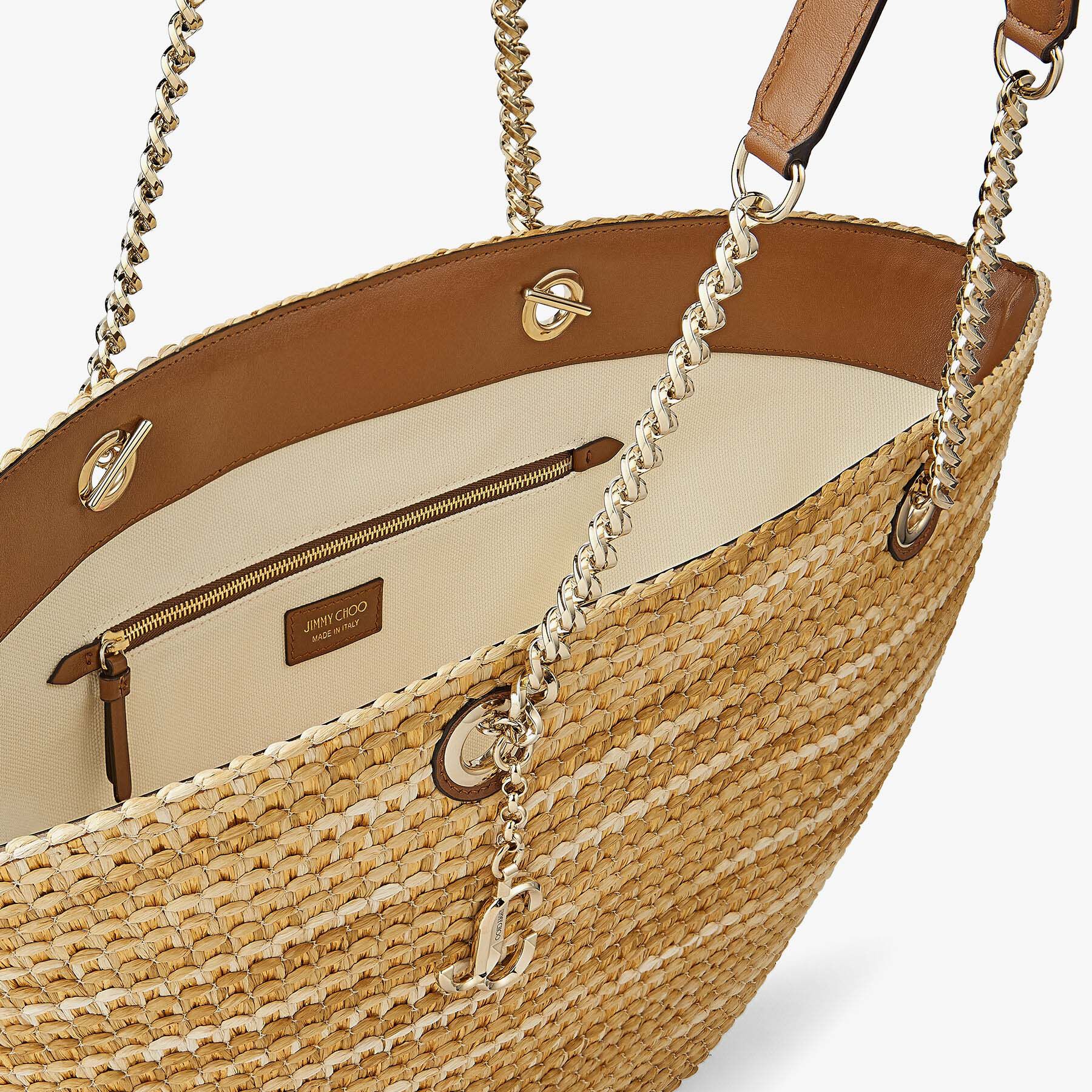 【2025福袋】 Light with Bag Basket Raffia Woven Natural Gold Emblem JC バッグ