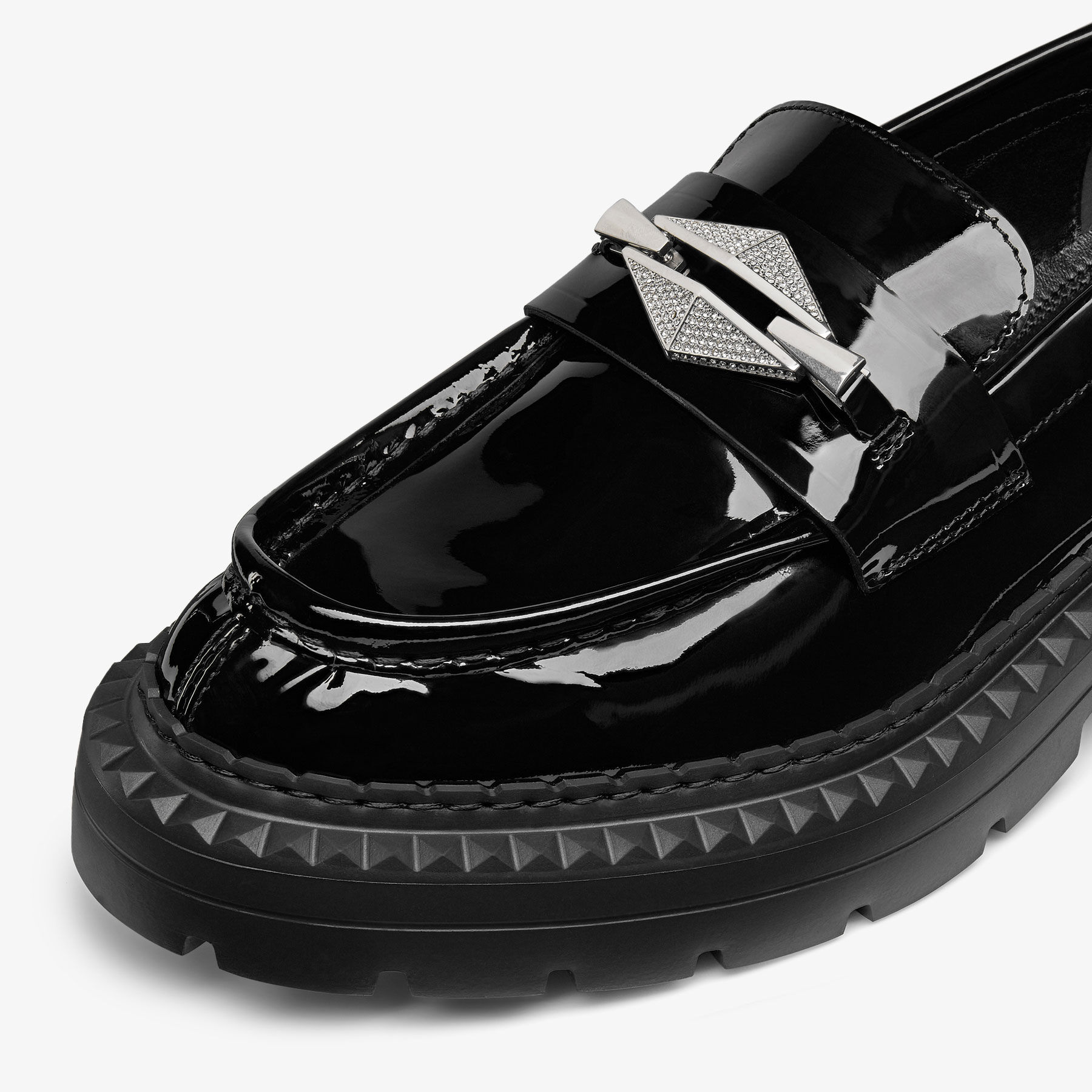 JIMMY CHOO☆ マーロー ダイヤモンド F ベルベット ブラック Marlow Diamond/F | Black Patent Leather Flats | JIMMY CHOO