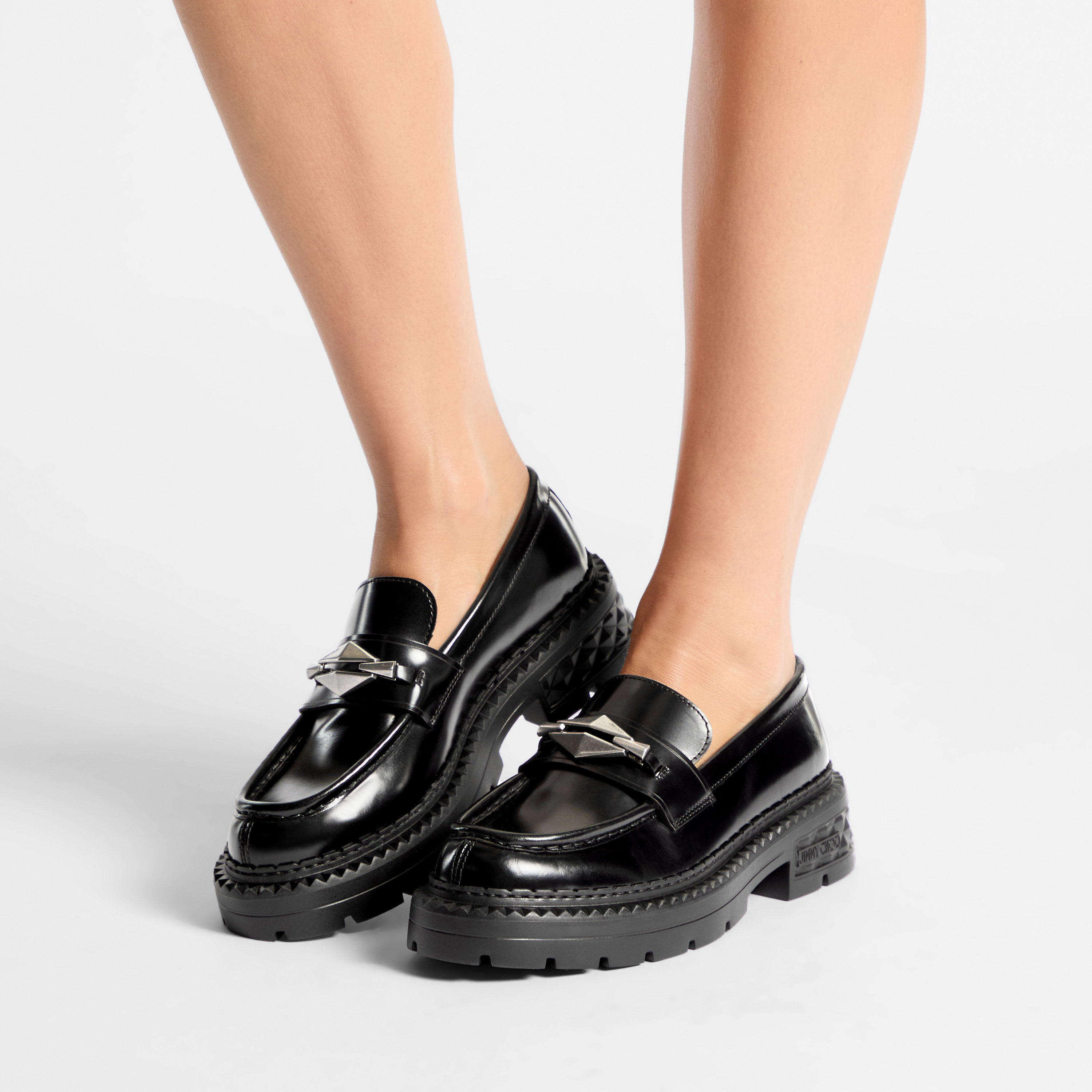 Marlow Diamond/F | Black Calf Leather Flats | JIMMY CHOO AU
