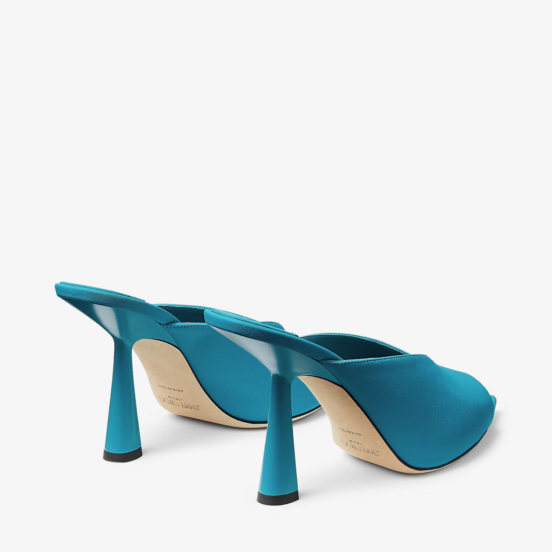 MARYANNE MULE 100 | Peacock Lycra Pointed-Toe Mules | Autumn