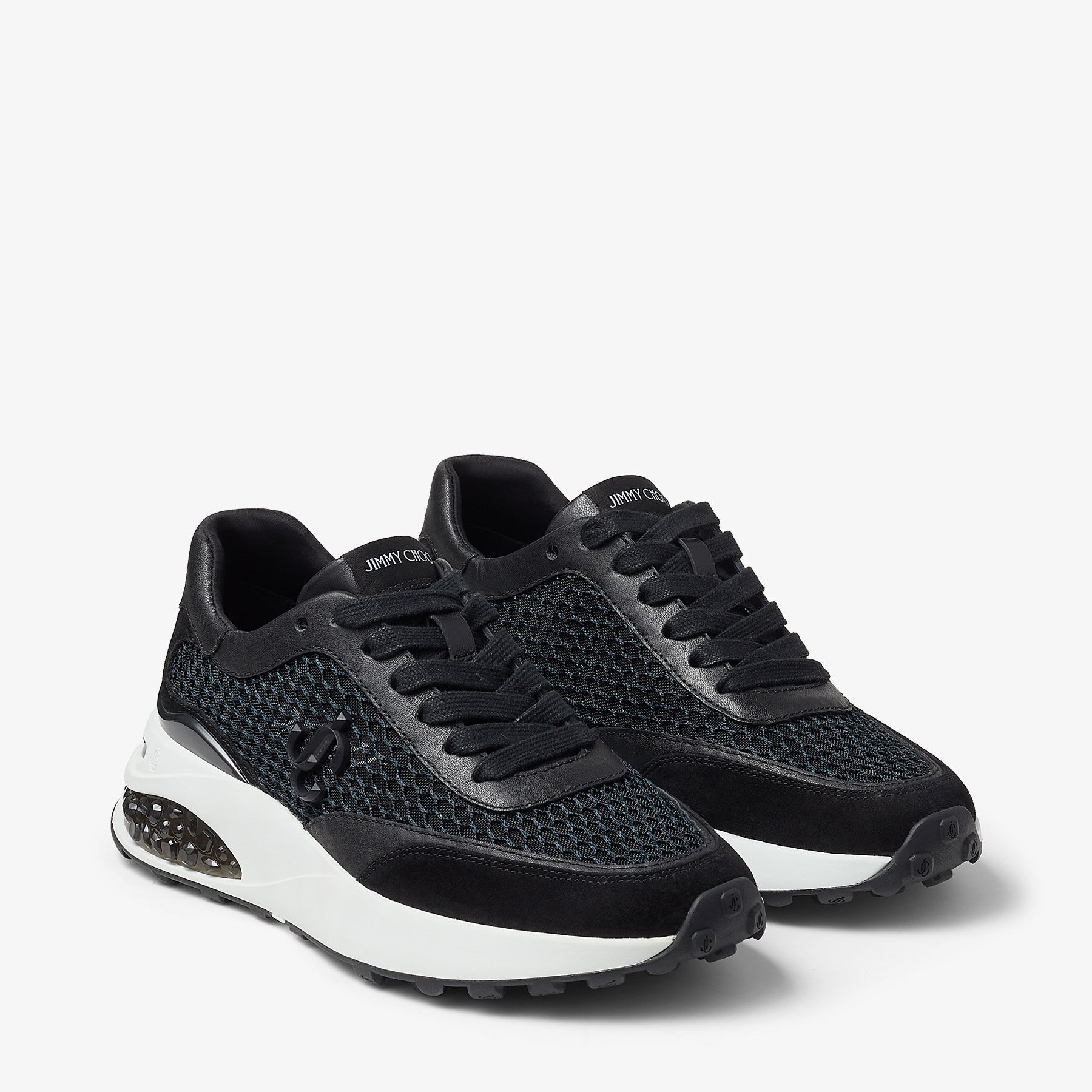 【JIMMY CHOO】Memphis Lace Up/F Fishnet Mesh ★関税送料込み Black Fishnet Mesh and Leather Low Top Trainers | MEMPHIS