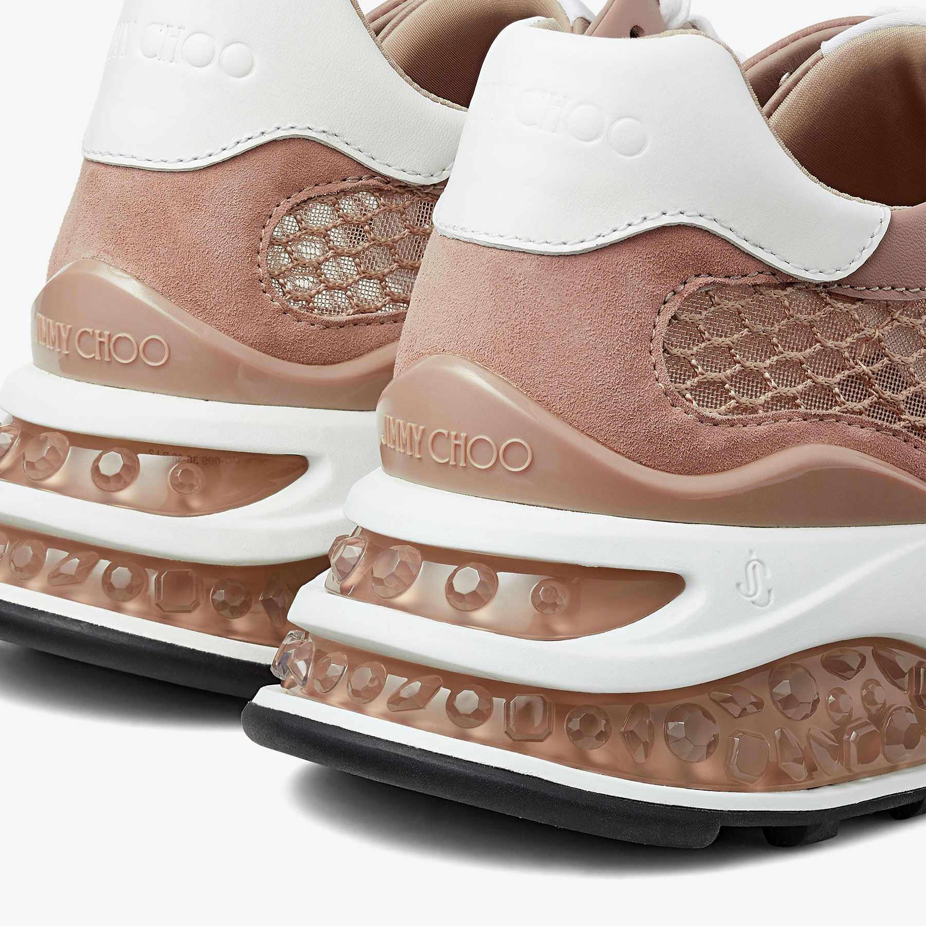 Stone Leather and Fishnet Mesh Low Top Trainers | MEMPHIS