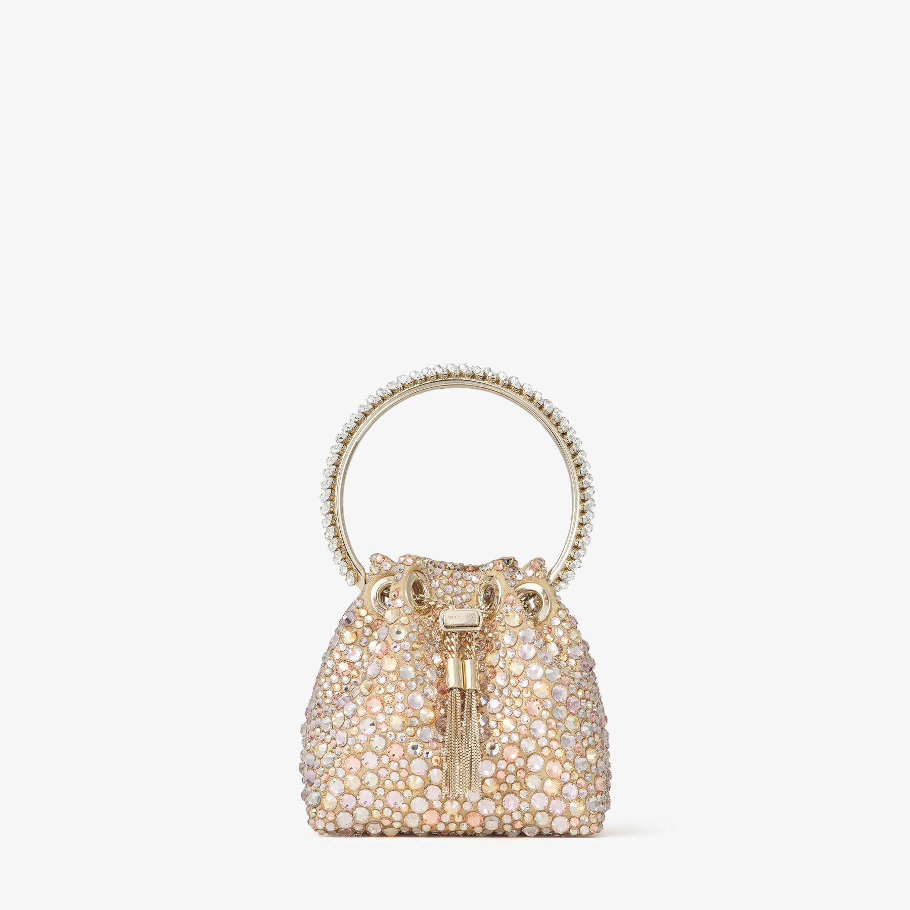 Micro Bon Bon | Gold Satin Crystal Mini Bag | Jimmy Choo