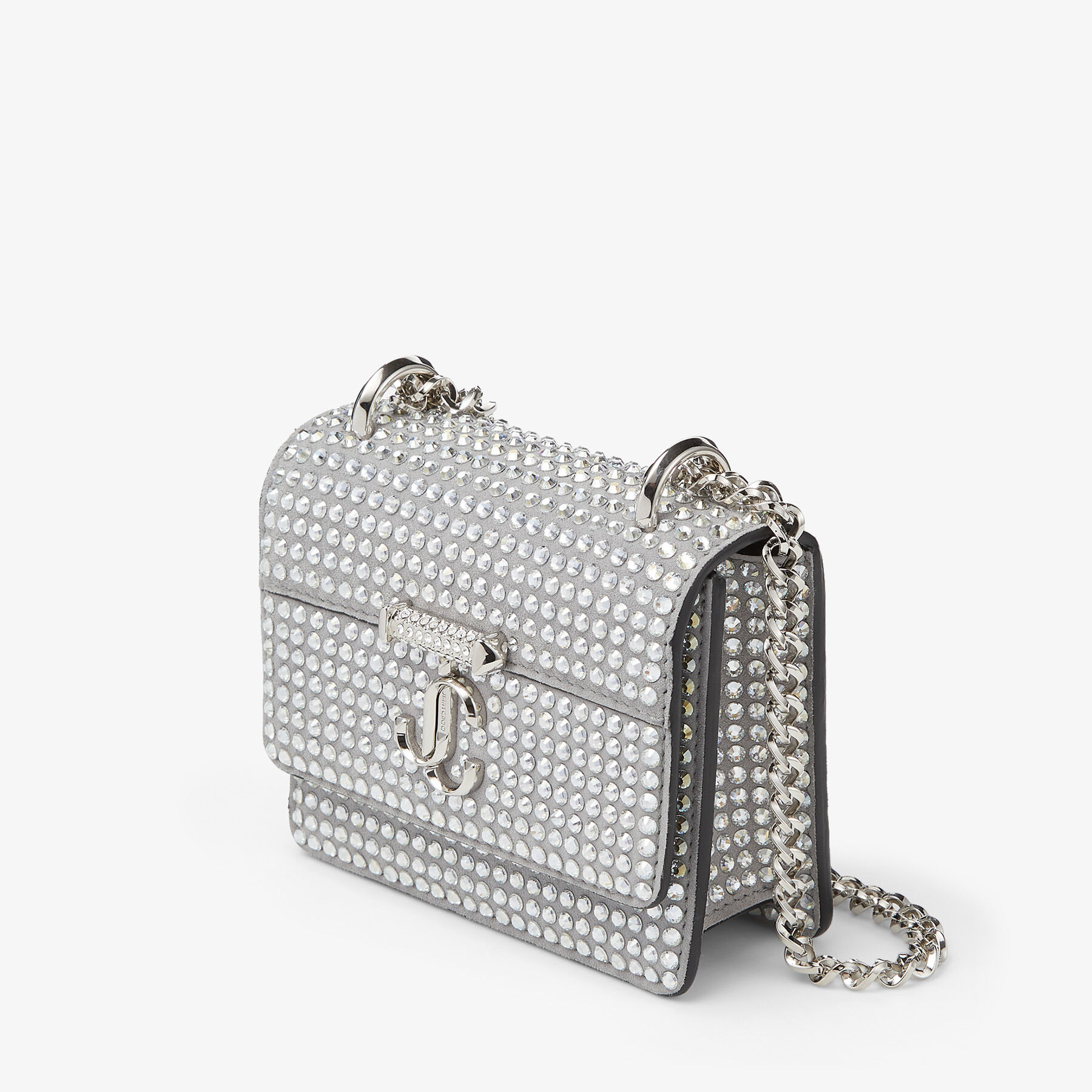 Silver Suede Mini Bag with Crystals |Autumn 2022 collection