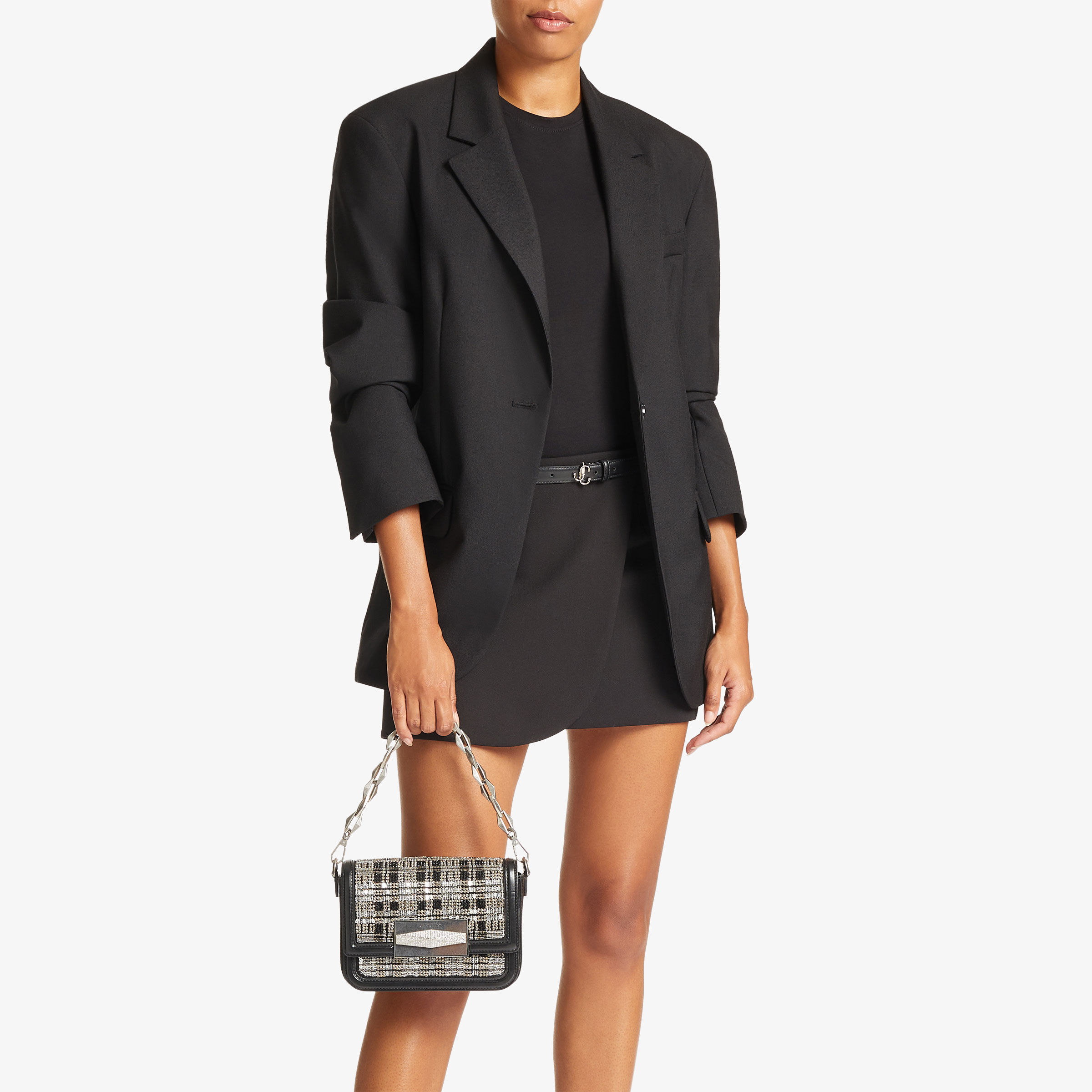 MINI HELINA | Ceinture fine en cuir lisse noir | Collection