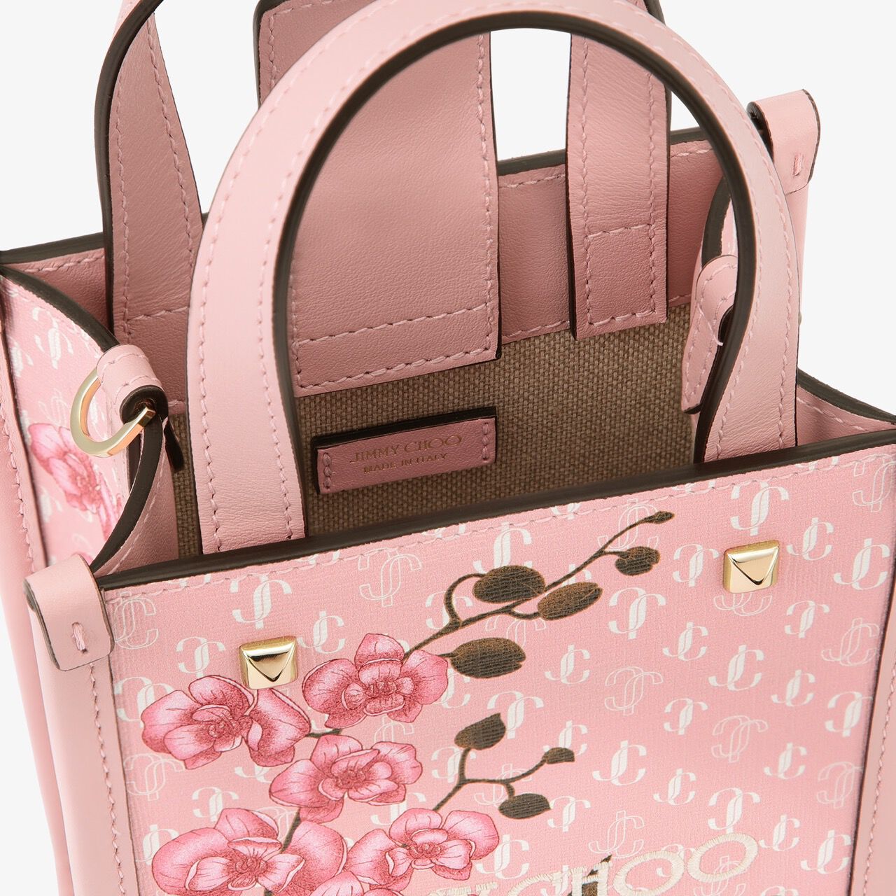 Mini N/S Tote | Pink Mini Tote Bag with Jimmy Choo Floral