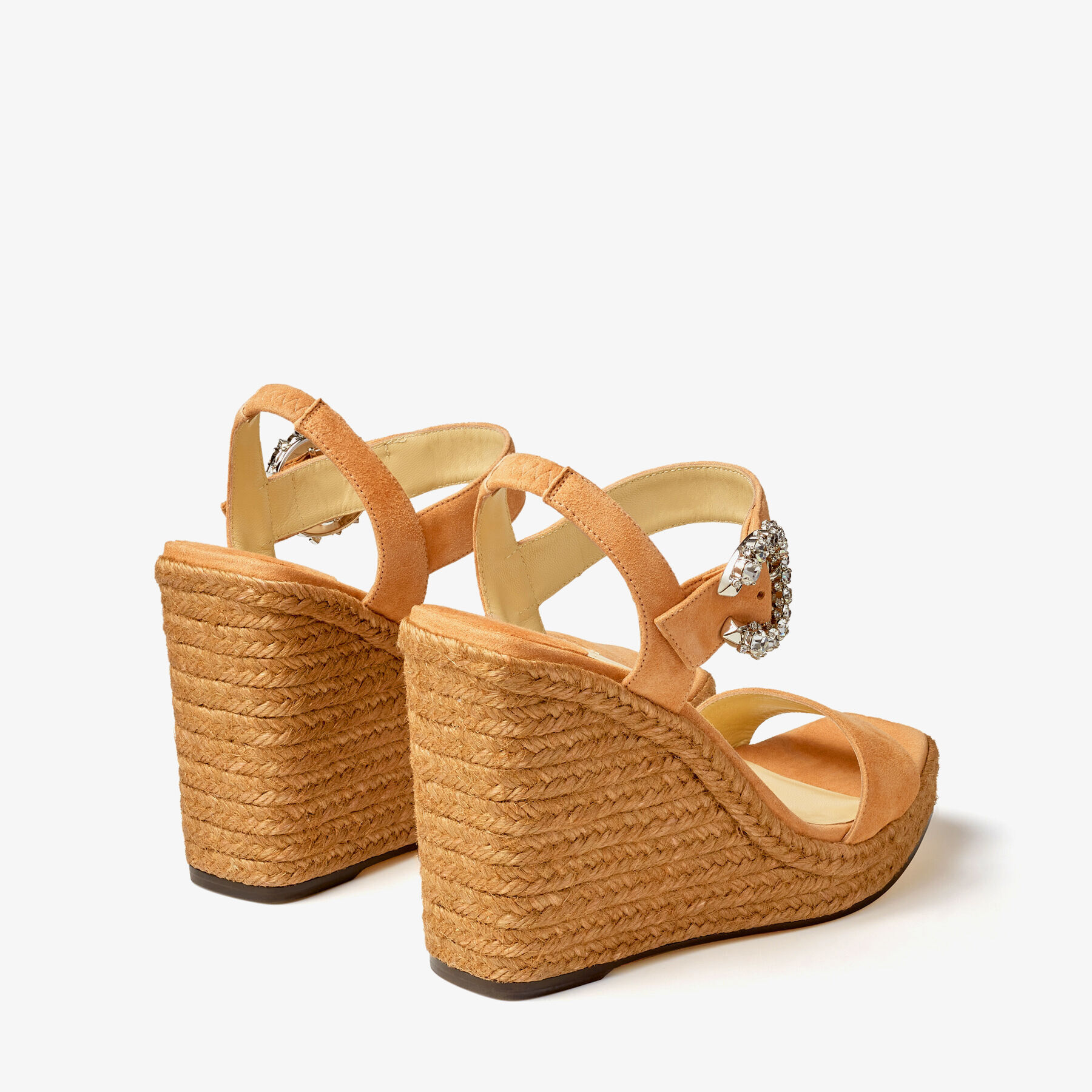 Jimmy★Choo(セールで破格)ゴージャスMirabelle/Caramel/11cm Caramel Suede Wedges with Crystal Buckle | MIRABELLE 110