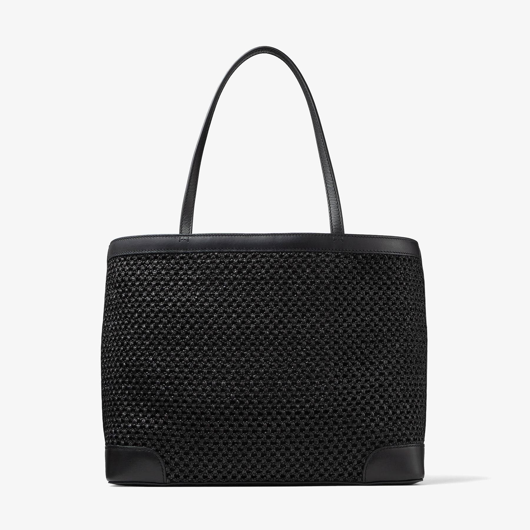 Black Raffia Net and Calf Leather Tote Bag | NINE2FIVE E/W