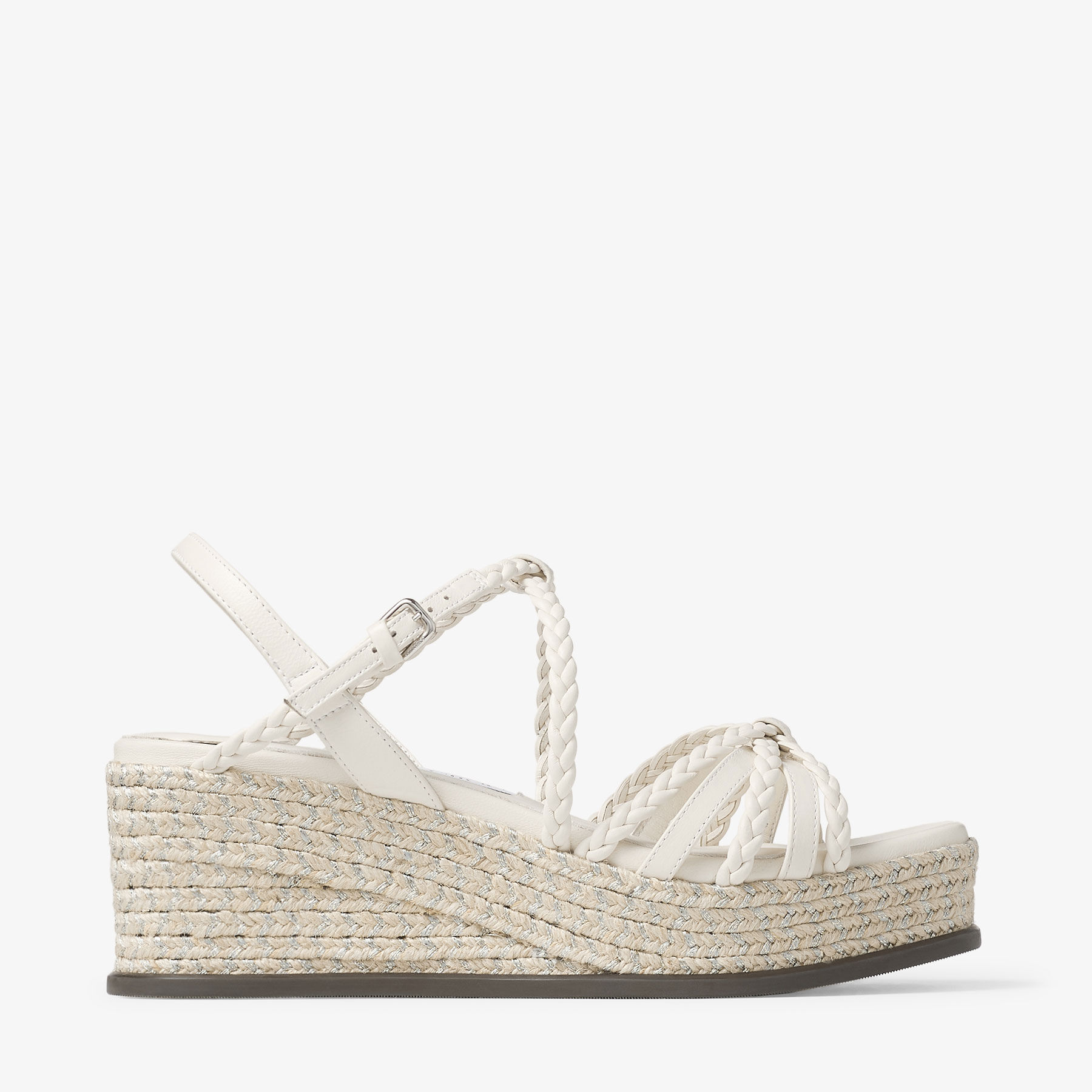 Nyra 60 | Latte Nappa Leather Sandal Wedges | JIMMY CHOO