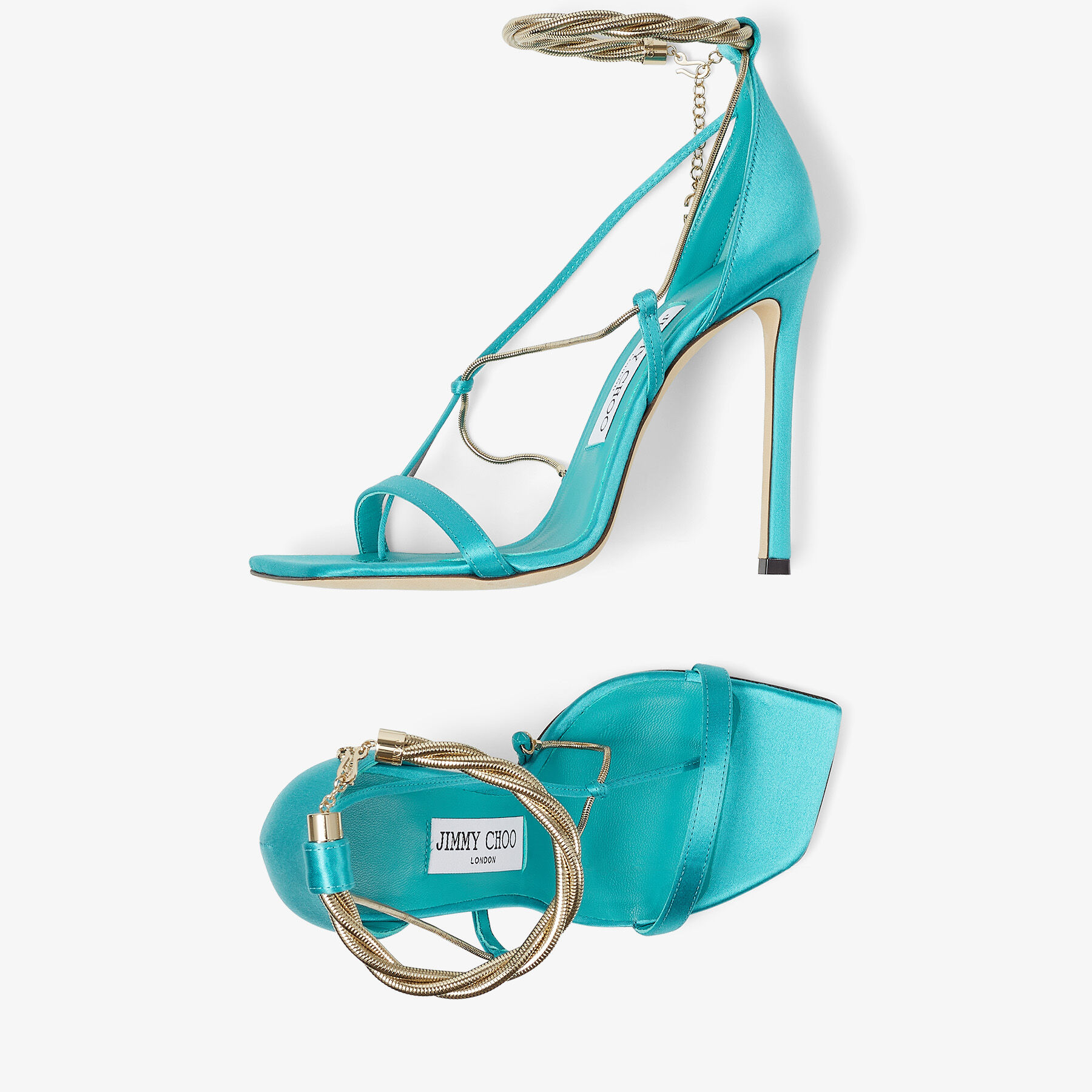 Malibu Satin Sandals with Gold Chains | ORIANA 110 | Summer