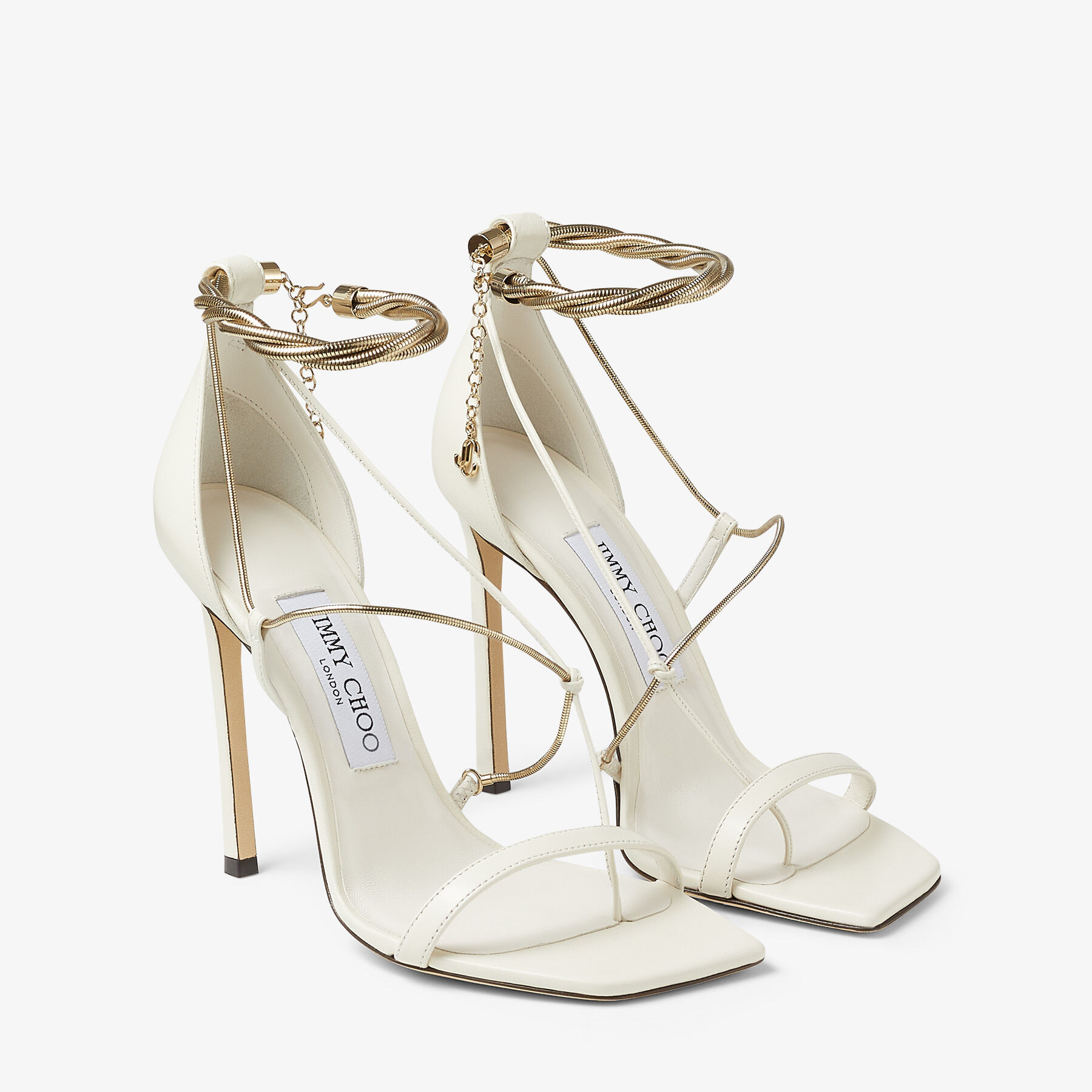Latte Nappa Sandals with Gold Chains | ORIANA 110 | Summer