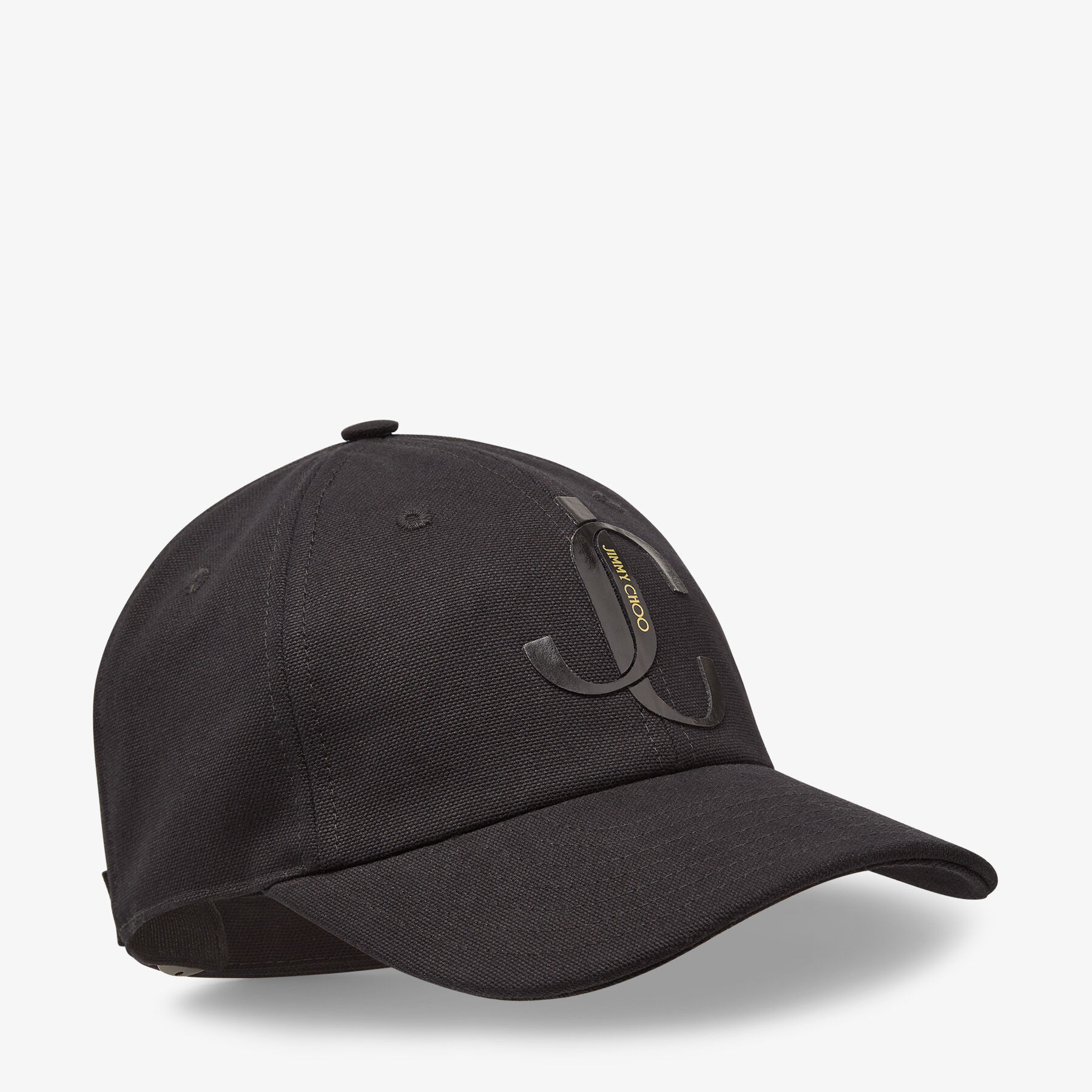 Black Cotton Baseball Cap with Shiny JC Monogram | PAXY
