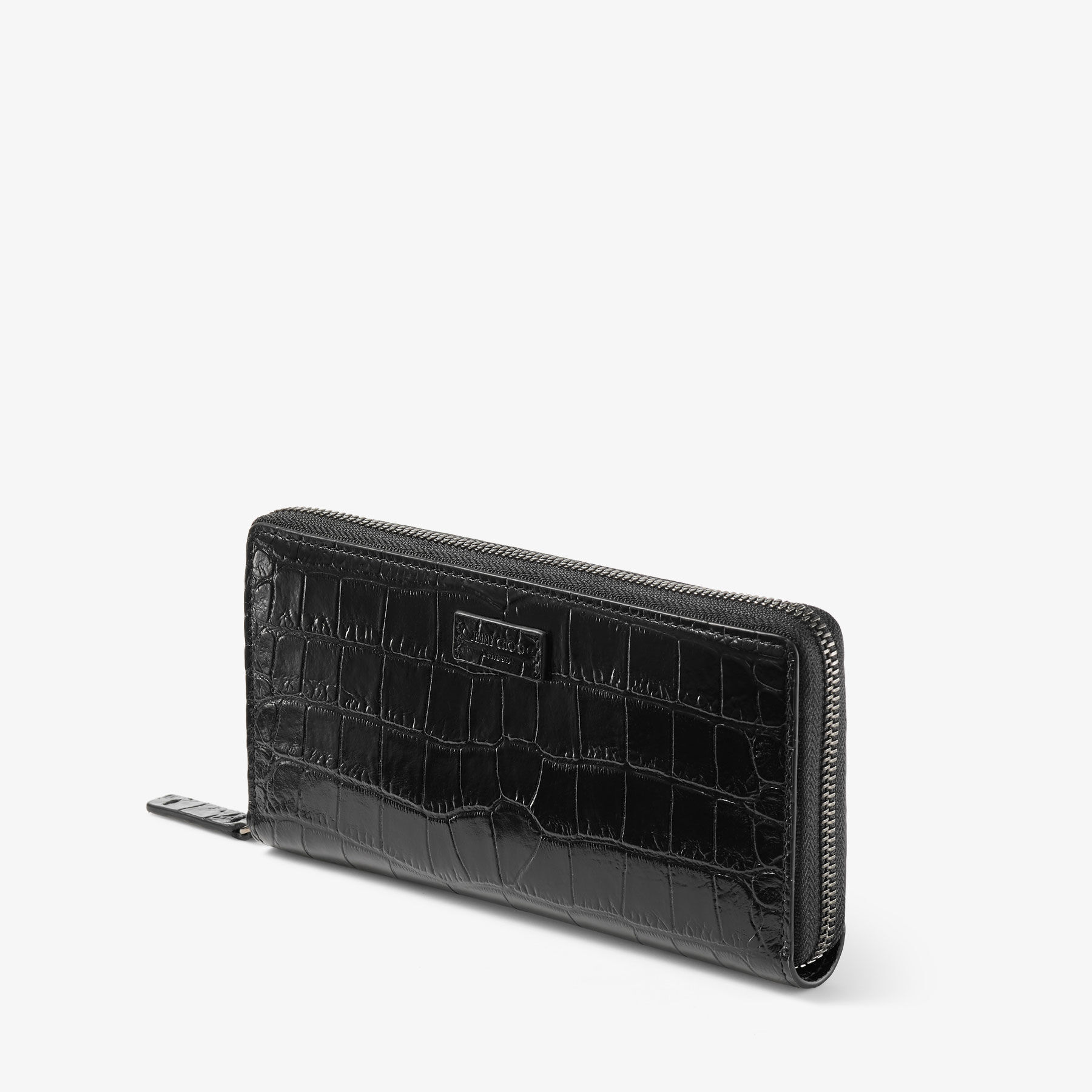 Phelix | Black Croc-Embossed Leather Wallet | JIMMY CHOO