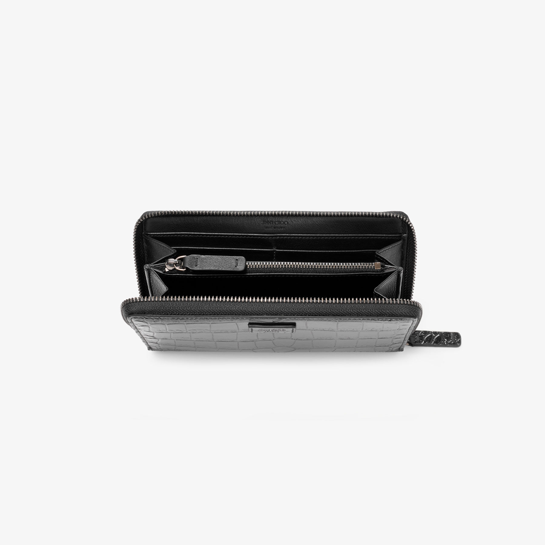 Phelix | Black Croc-Embossed Leather Wallet | JIMMY CHOO
