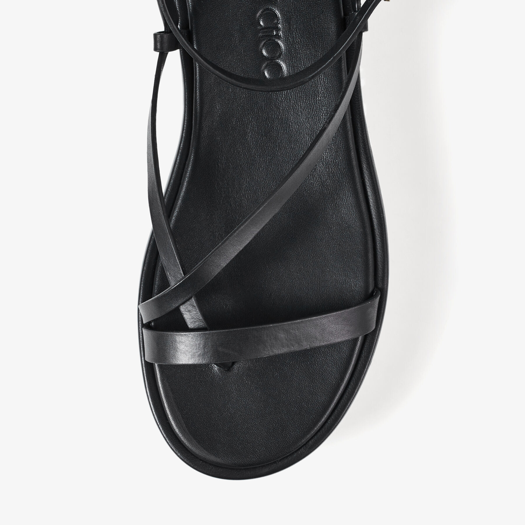 Black Vachetta Leather Platform Sandals with Pearl