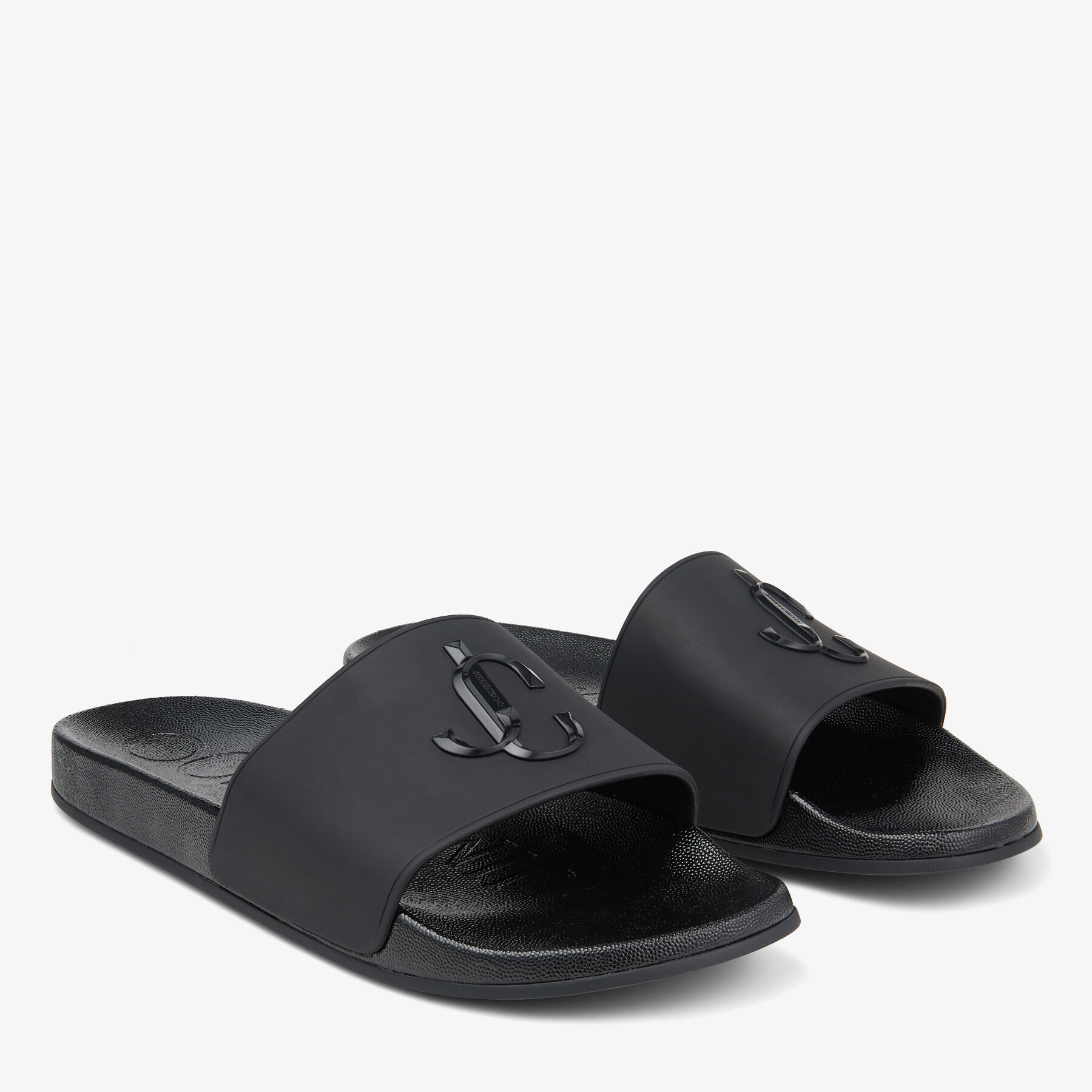 Black Rubber Slides with JC Monogram | PORT/M | Spring 2022
