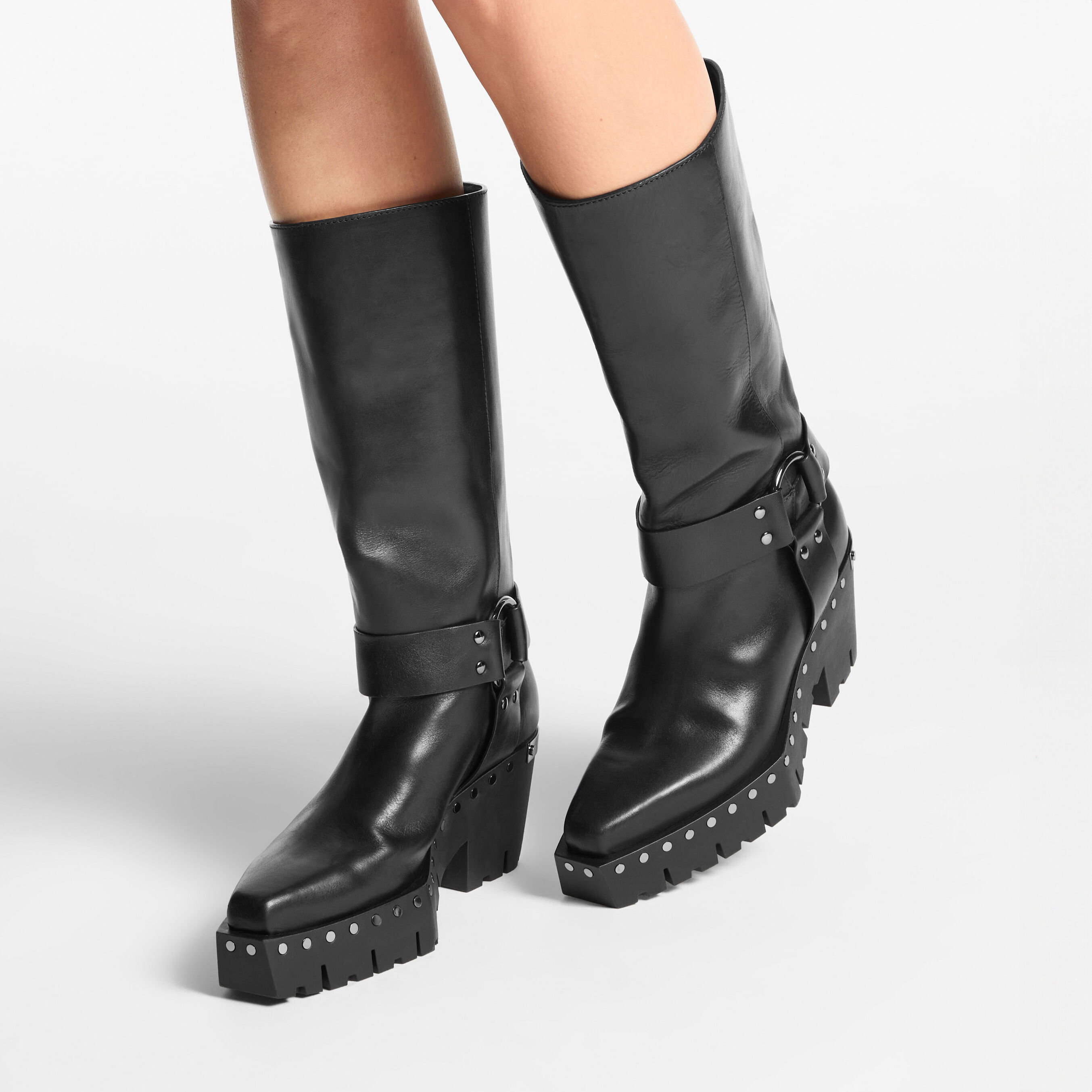 JIMMY CHOO QUINN75HJVBLACK 関税送料込 Quinn 75 | 黑色植鞣皮靴| JIMMY CHOO
