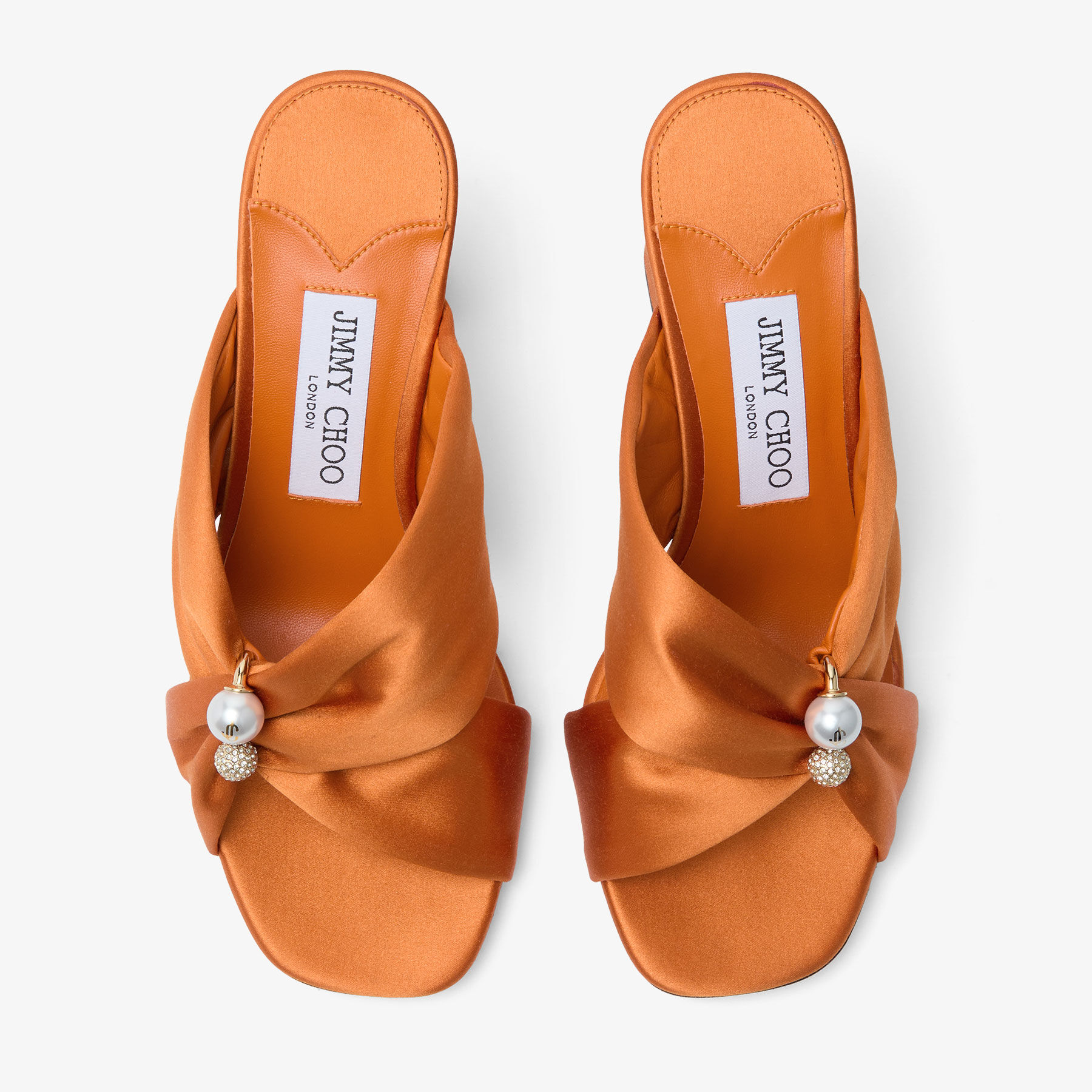 Rafi 85 | Sunset Orange Satin Sandals | JIMMY CHOO