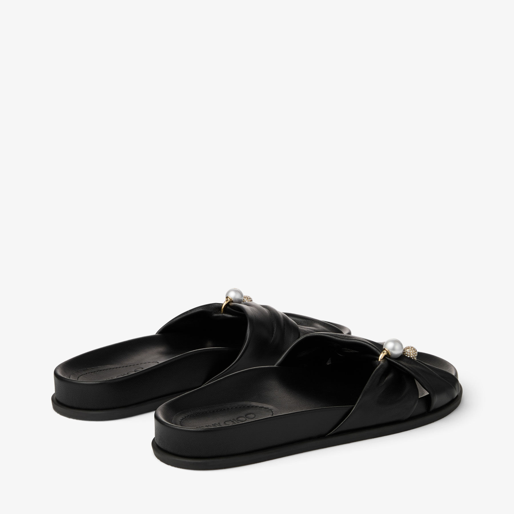 Rafi Flat | Black Soft Glove Leather Flat Sandals | JIMMY CHOO Rafi Flat | Black Soft Glove Leather Flat Sandals | JIMMY CHOO