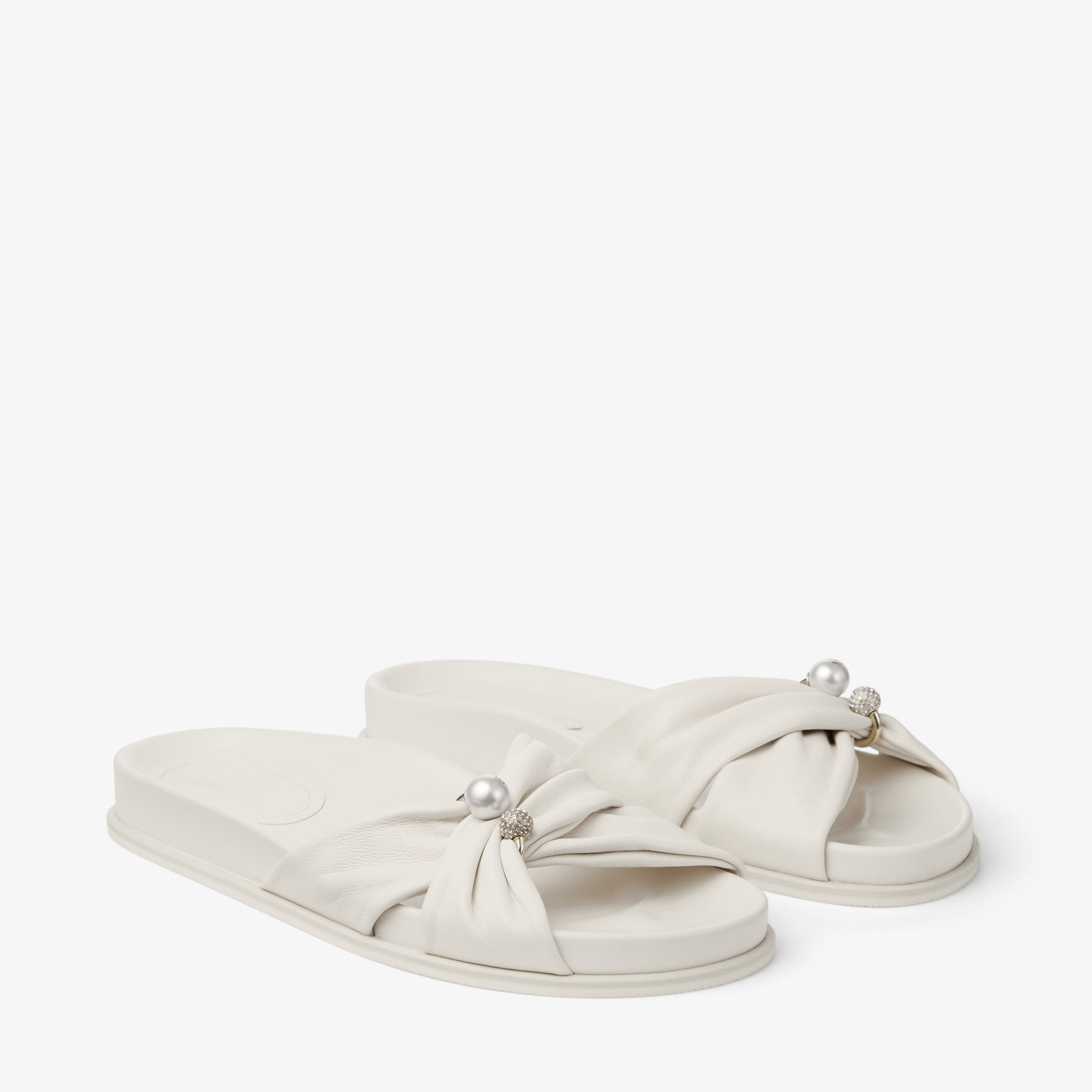 Rafi Flat | Latte Soft Glove Leather Flat Sandals | JIMMY CHOO