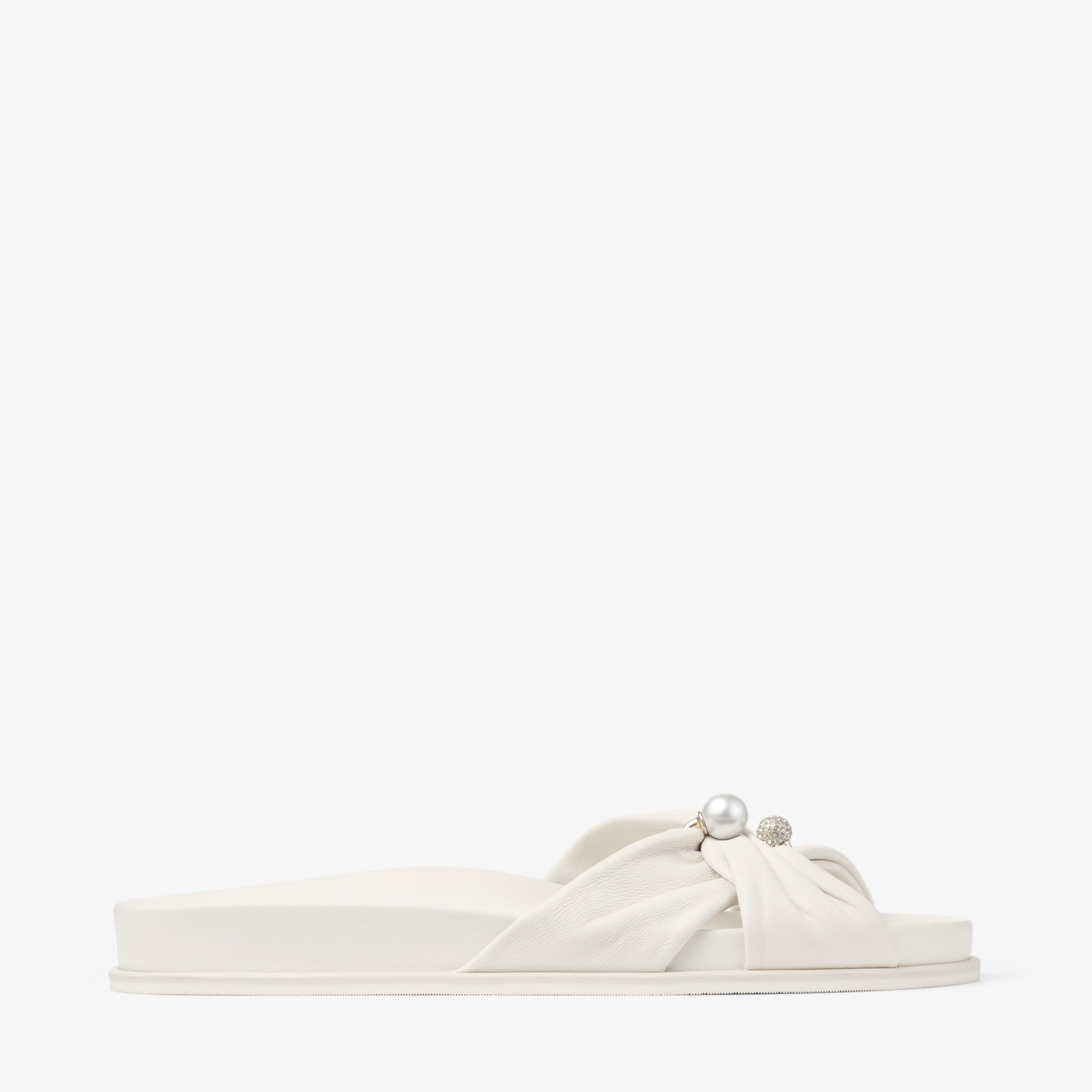 Rafi Flat | Latte Soft Glove Leather Flat Sandals | JIMMY CHOO