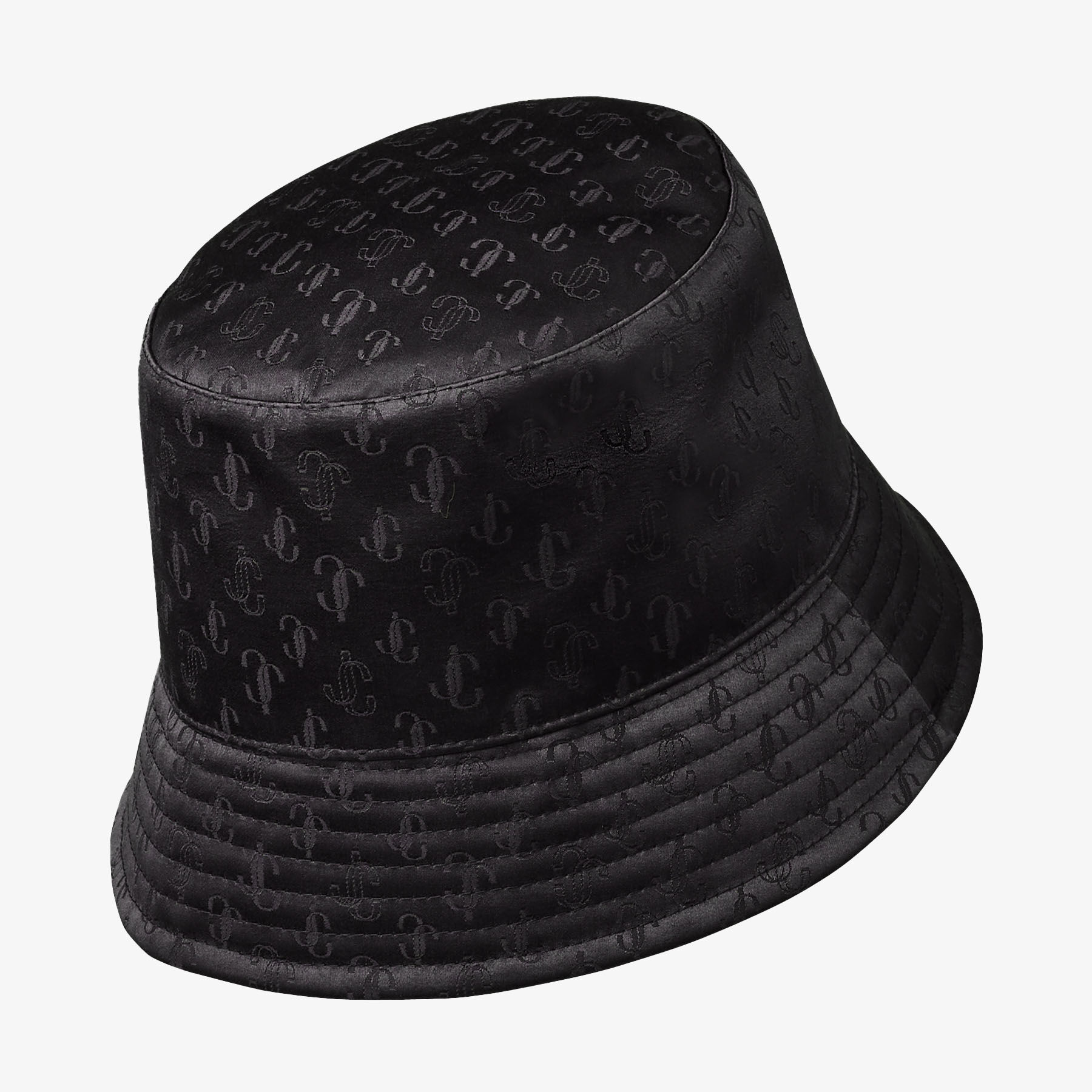 【Jimmy Choo】Renata bucket hat バケットハット Black Cotton and Silk JC Monogram-Jacquard Bucket Hat