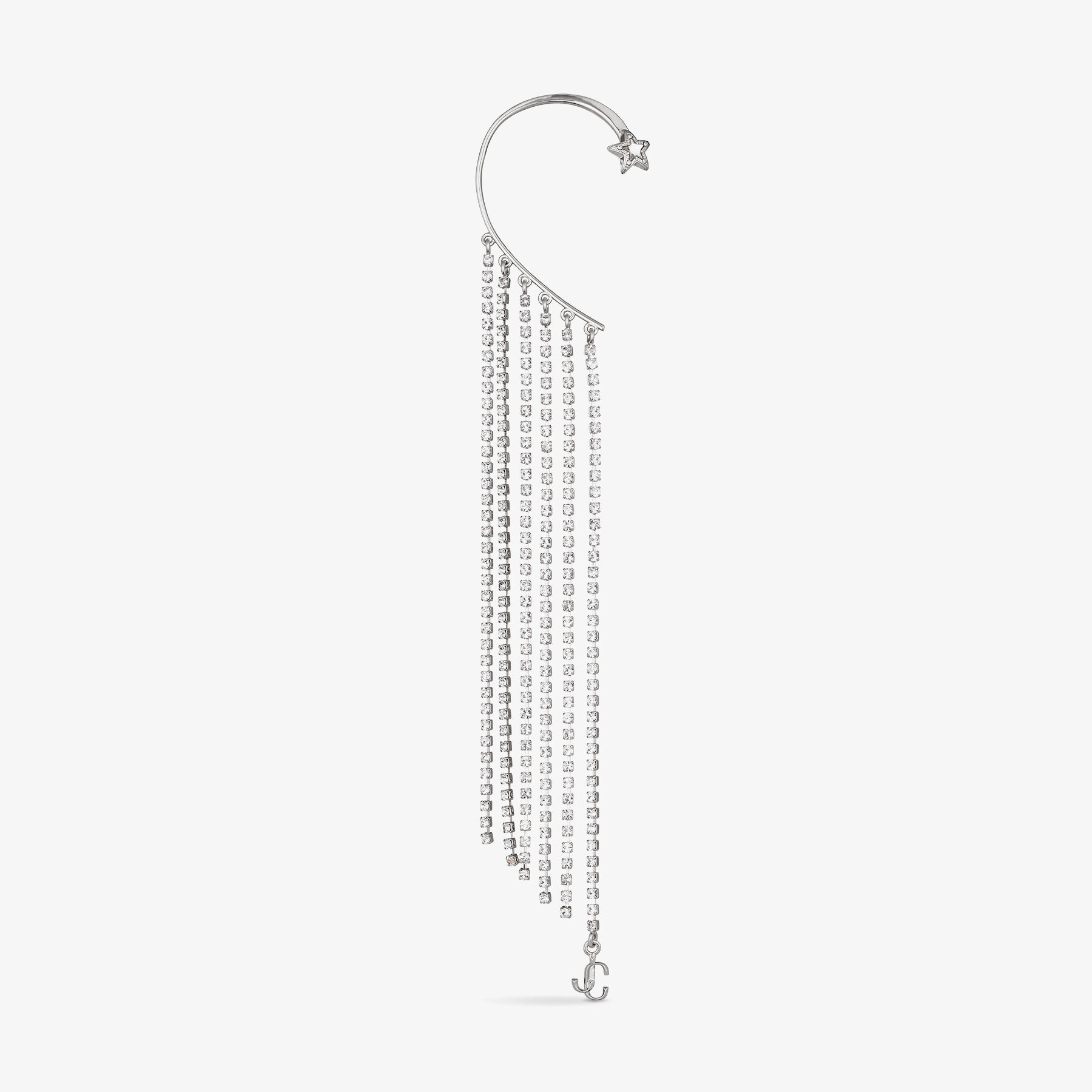 Silver Metal Star Fringe Ear Cuff with Swarovski Crystals