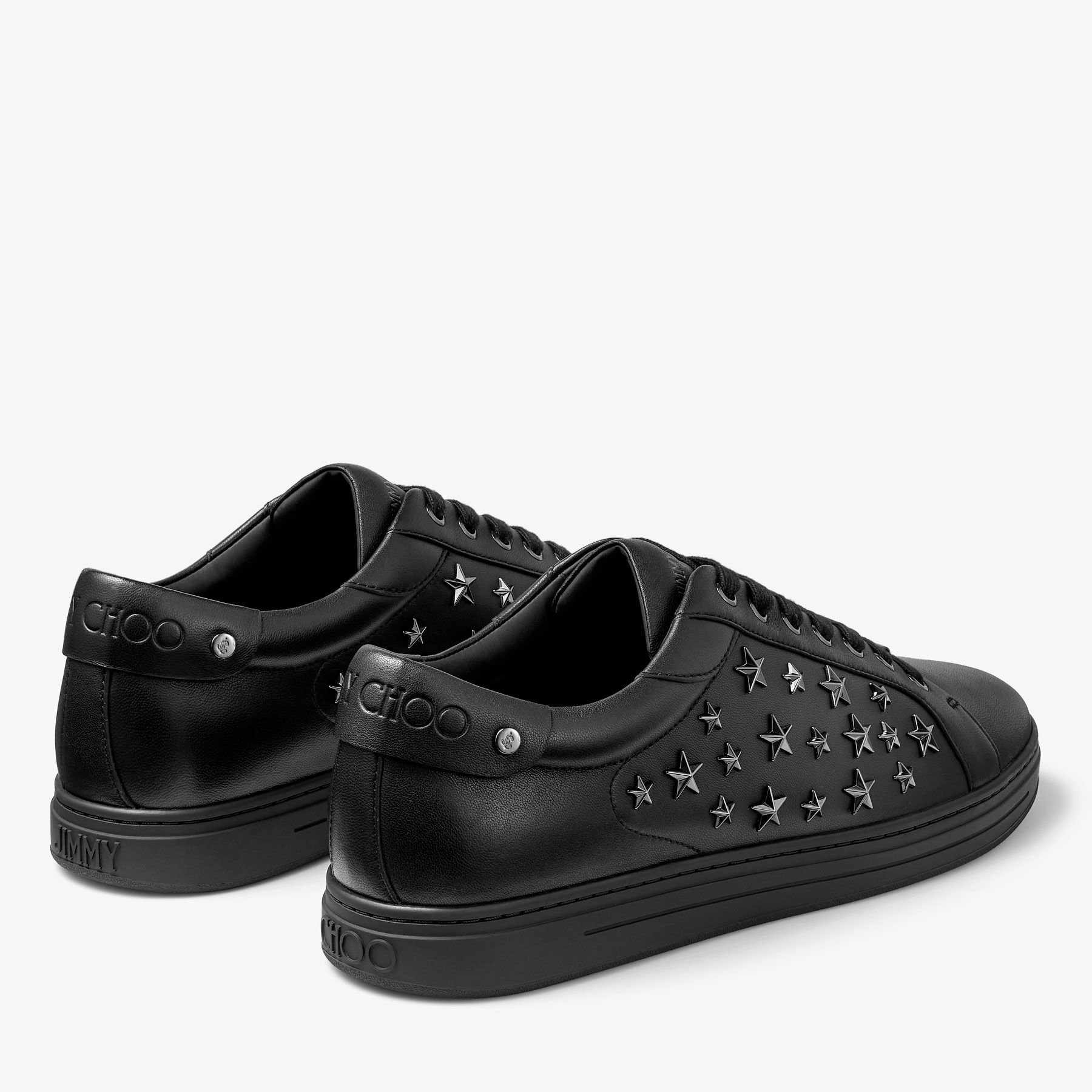 Jimmy Choo Rome スニーカー ブラック Rome/M | Black Nappa Leather Low-Top Trainers with Stars