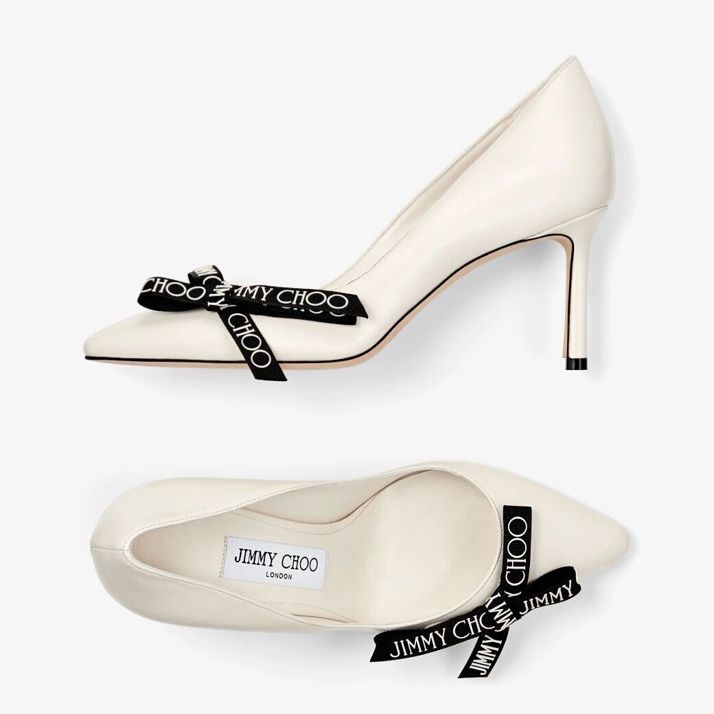 ROMY 60 | Latte Nappa Leather Pointed-Toe Pumps with Bow