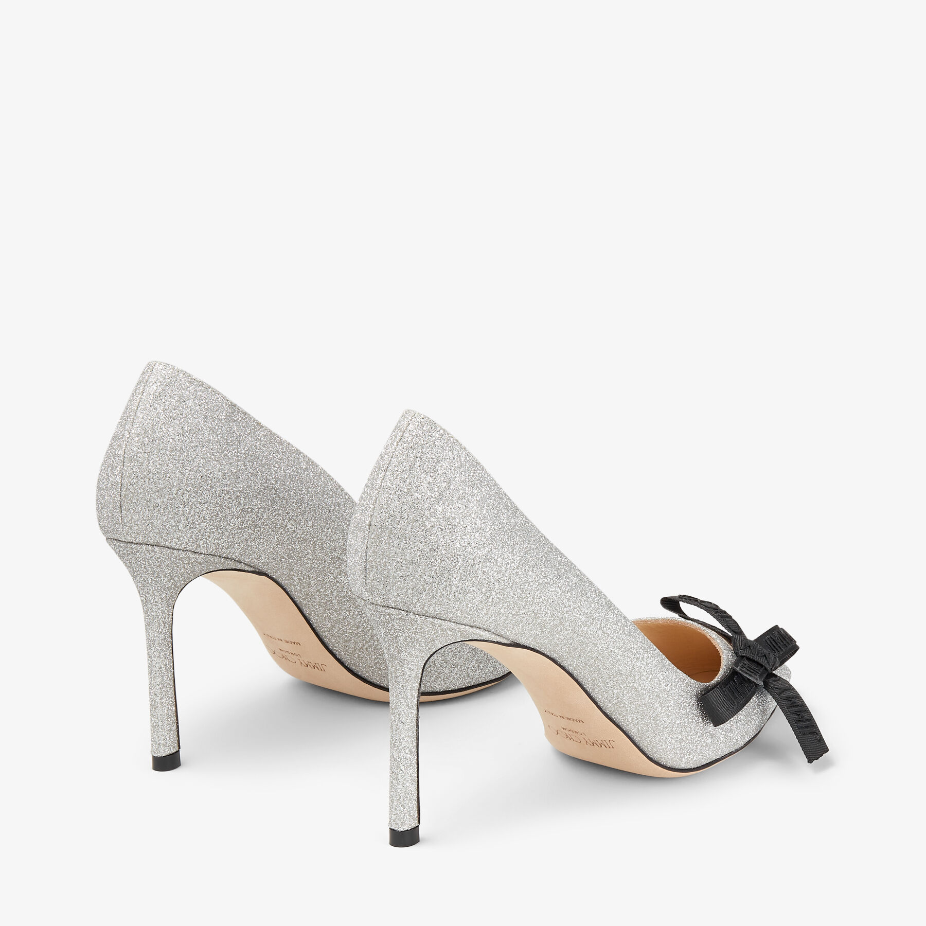 Champagne Coarse Glitter Fabric Pointy Toe Pump| ROMY 85