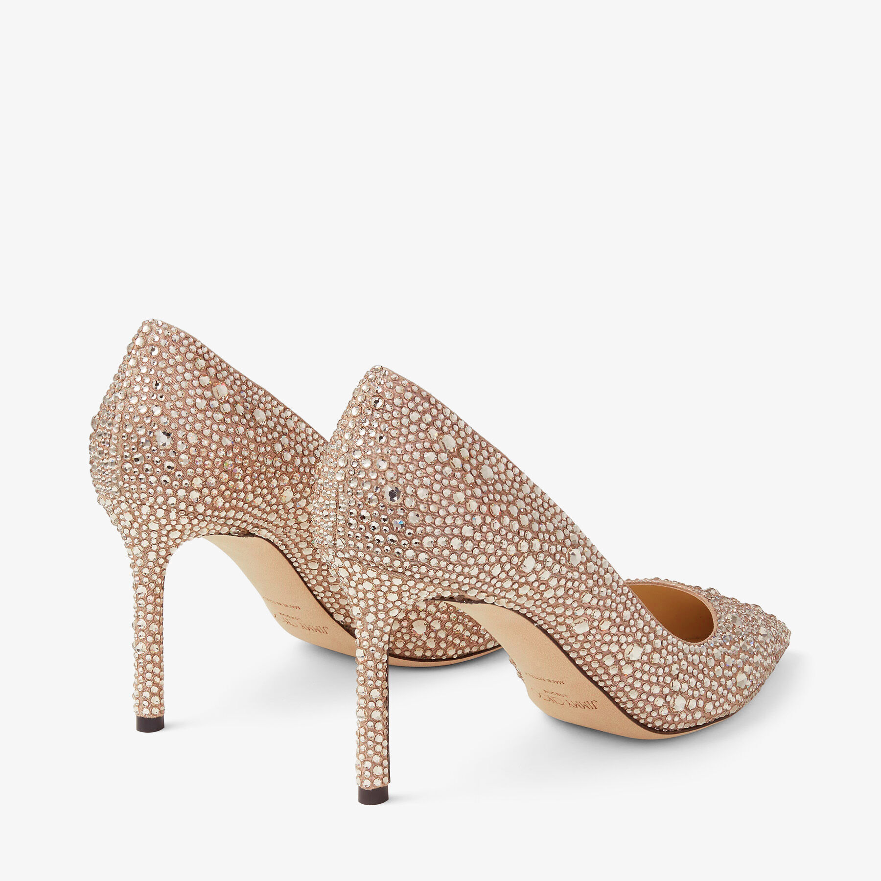 Honey Gold Shimmer Suede Pumps with Crystal Embellishment