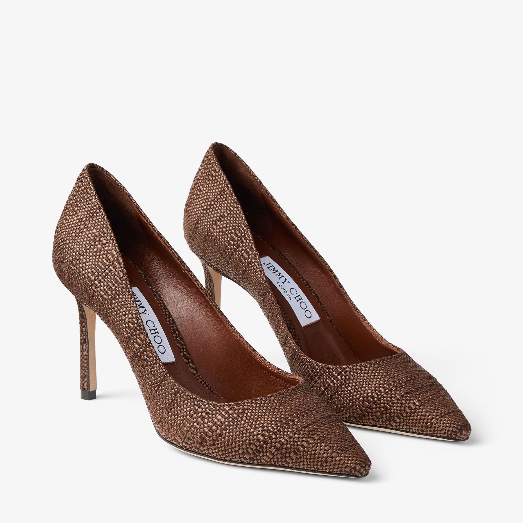 Romy 85 | Tan Fine Raffia Pumps | JIMMY CHOO