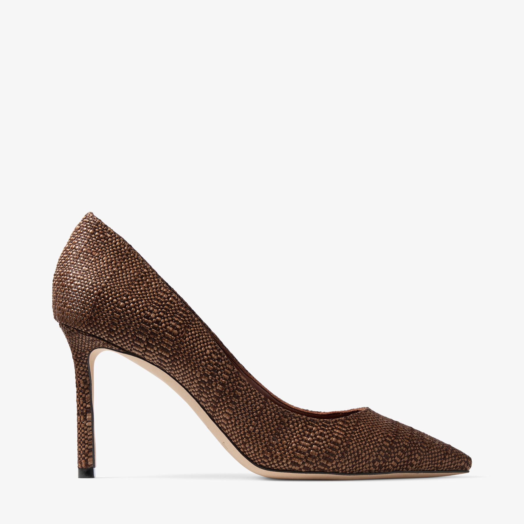 Romy 85 | Tan Fine Raffia Pumps | JIMMY CHOO