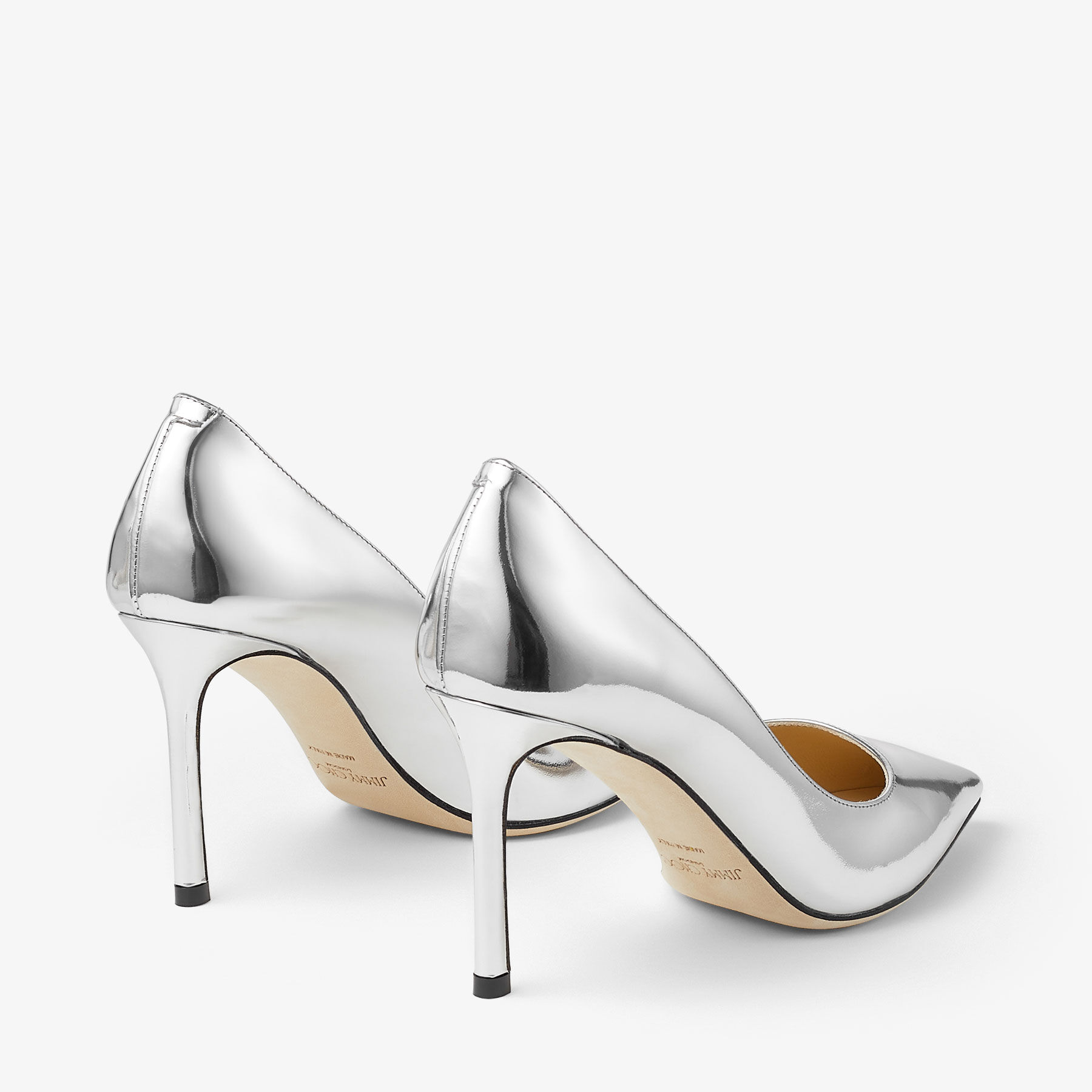 Romy 85 | Silver Liquid Metal Leather Pumps | JIMMY CHOO
