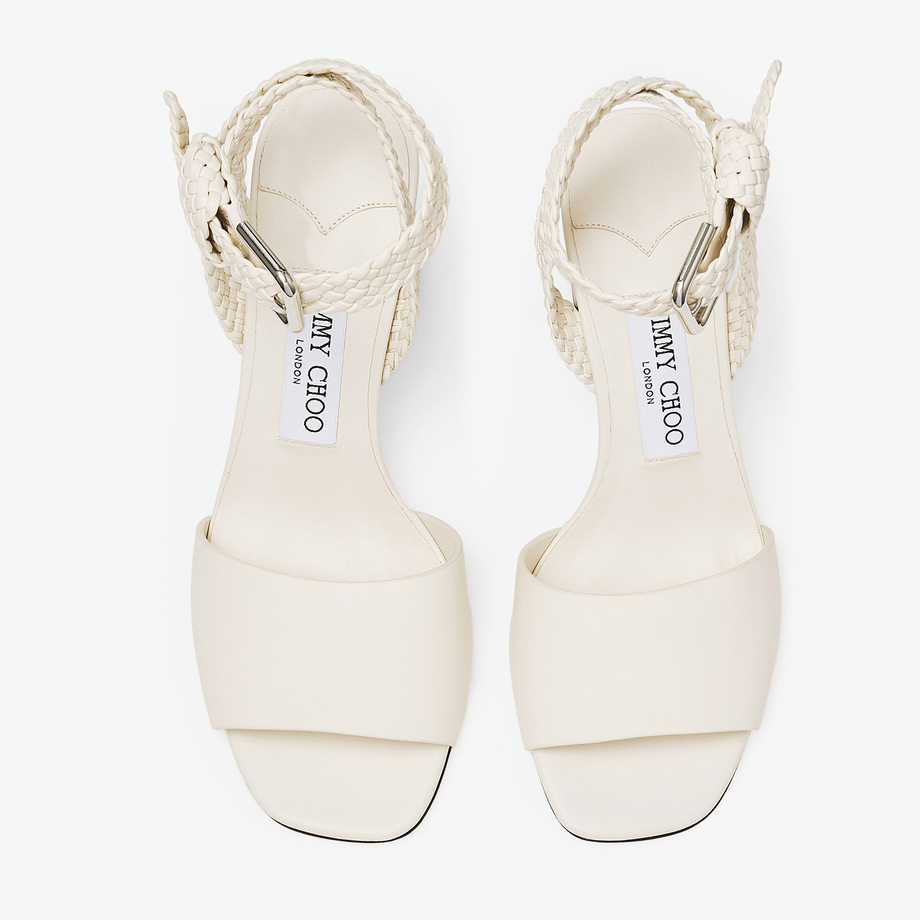 Rori 85 | Latte Shiny Calf Leather and Shiny Cork Sandals | JIMMY CHOO