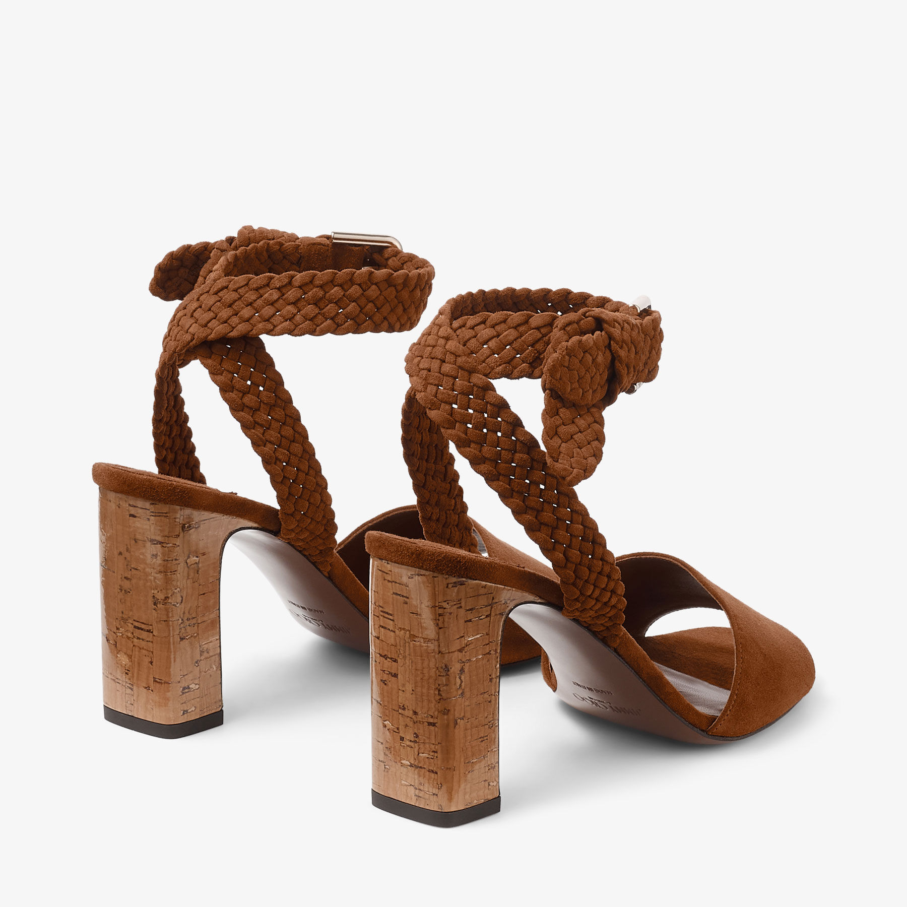 Rori 85 | Tan Suede and Shiny Cork Sandals | JIMMY CHOO