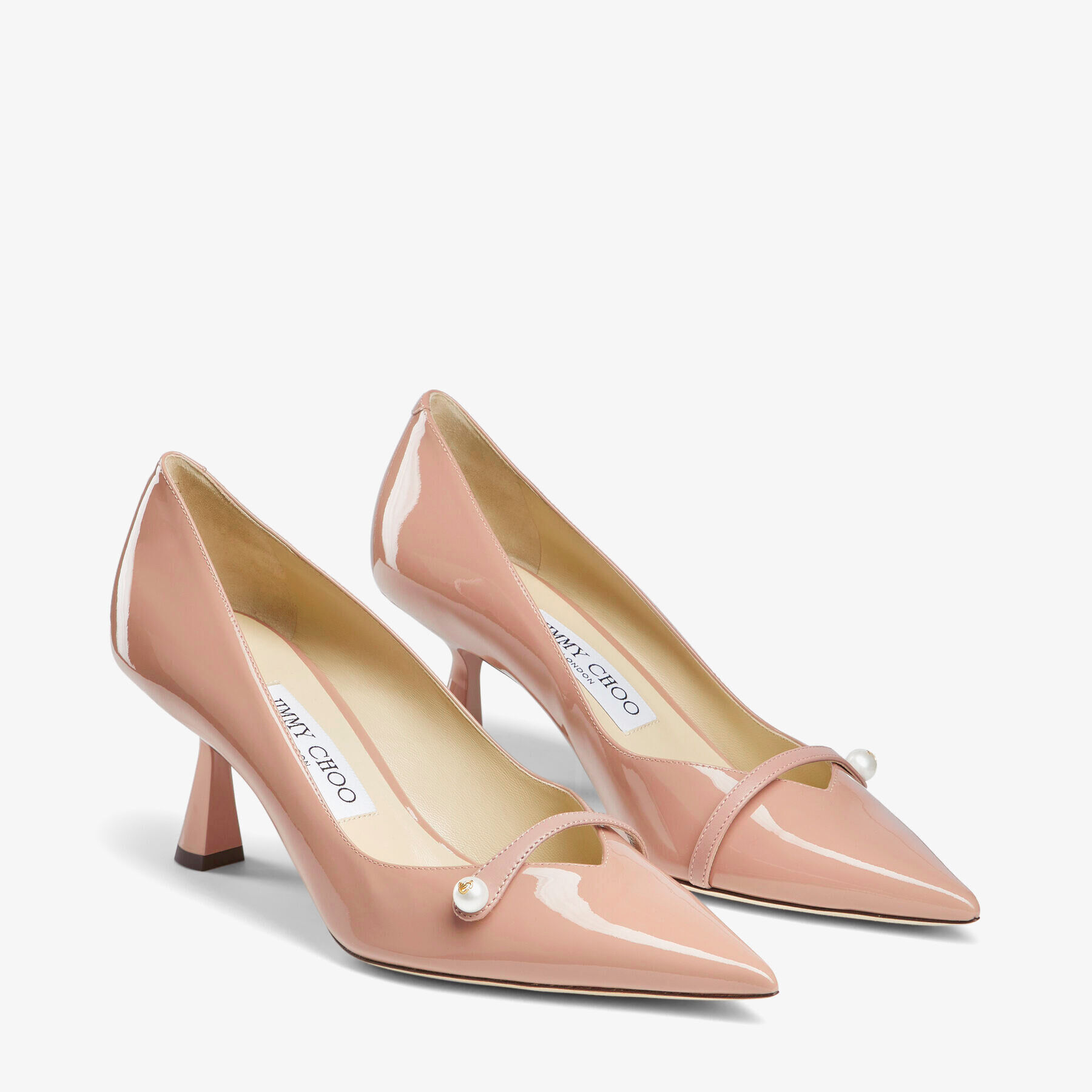 【超歓迎】 Ballet Pink ROSALIA | Detail Pearl with Pumps Pointed Patent 靴