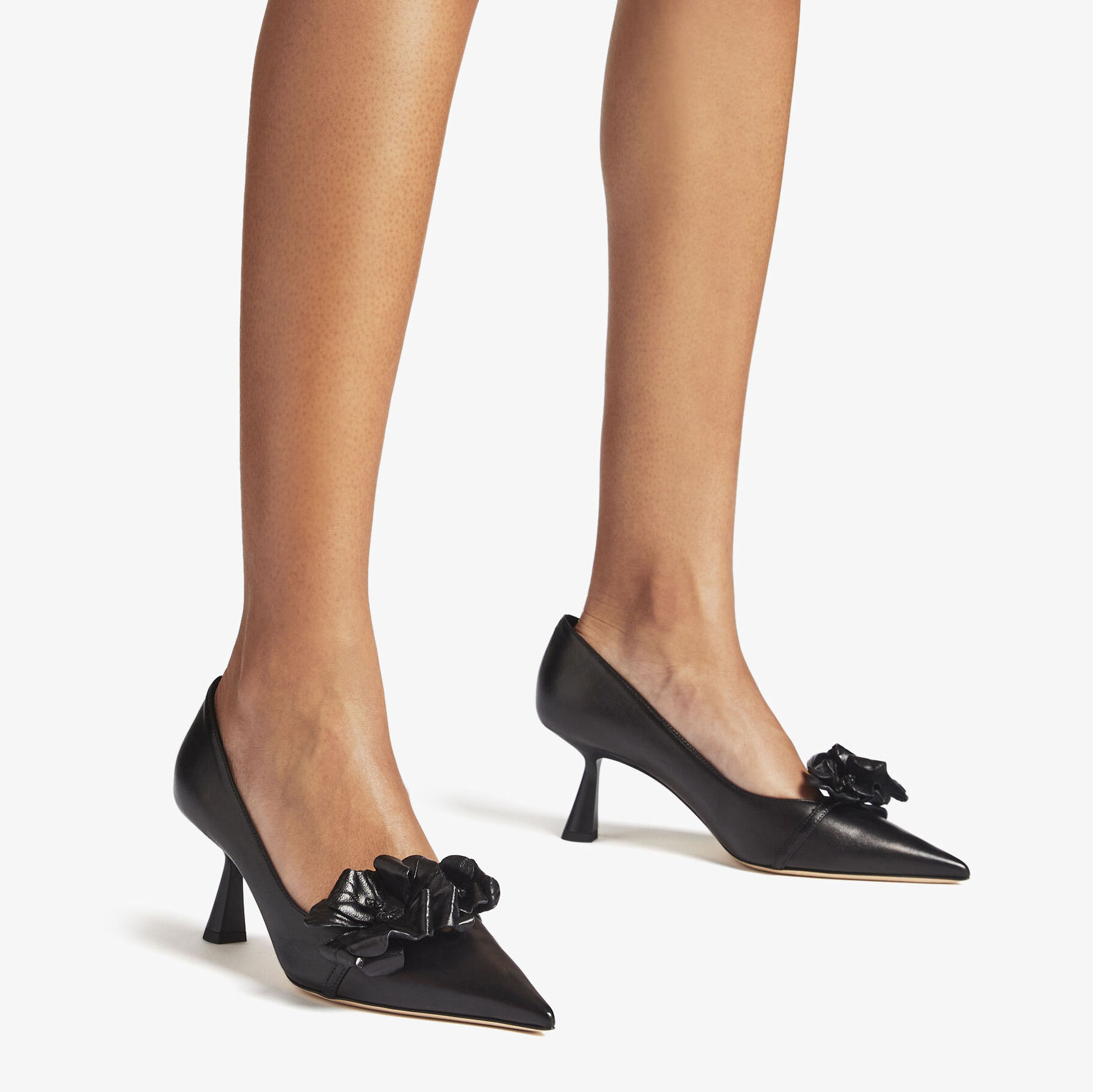 パンプス JIMMY CHOO ROSALIA FLOWER NAPPA LEAHHER PUMPS ROSALIA/FLOWERS 65 | Black Nappa Leather Pumps with Flowers