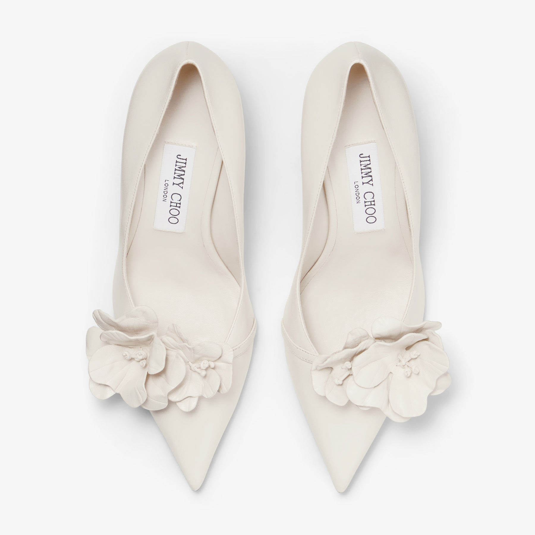 ROSALIA/FLOWERS 65 | Latte Nappa Leather Pumps with Flowers